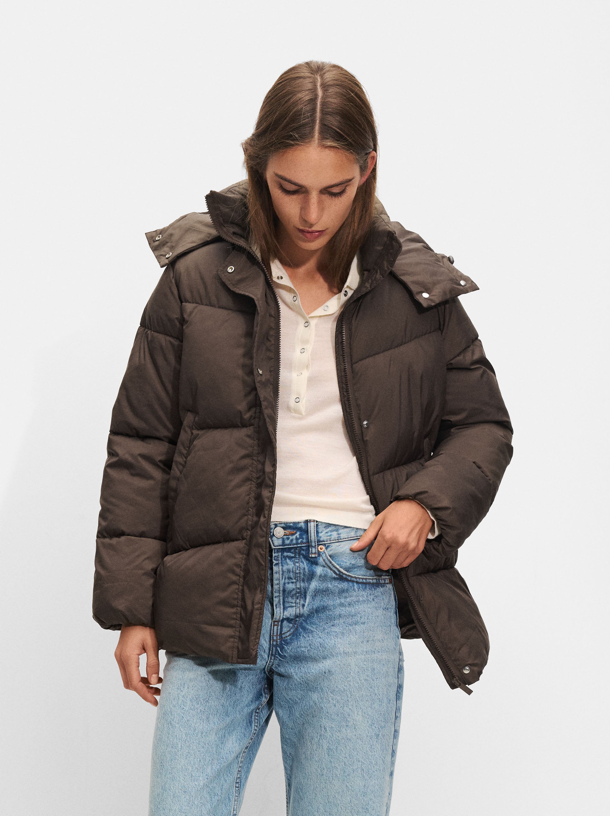 Abrigo Acolchado Con Capucha