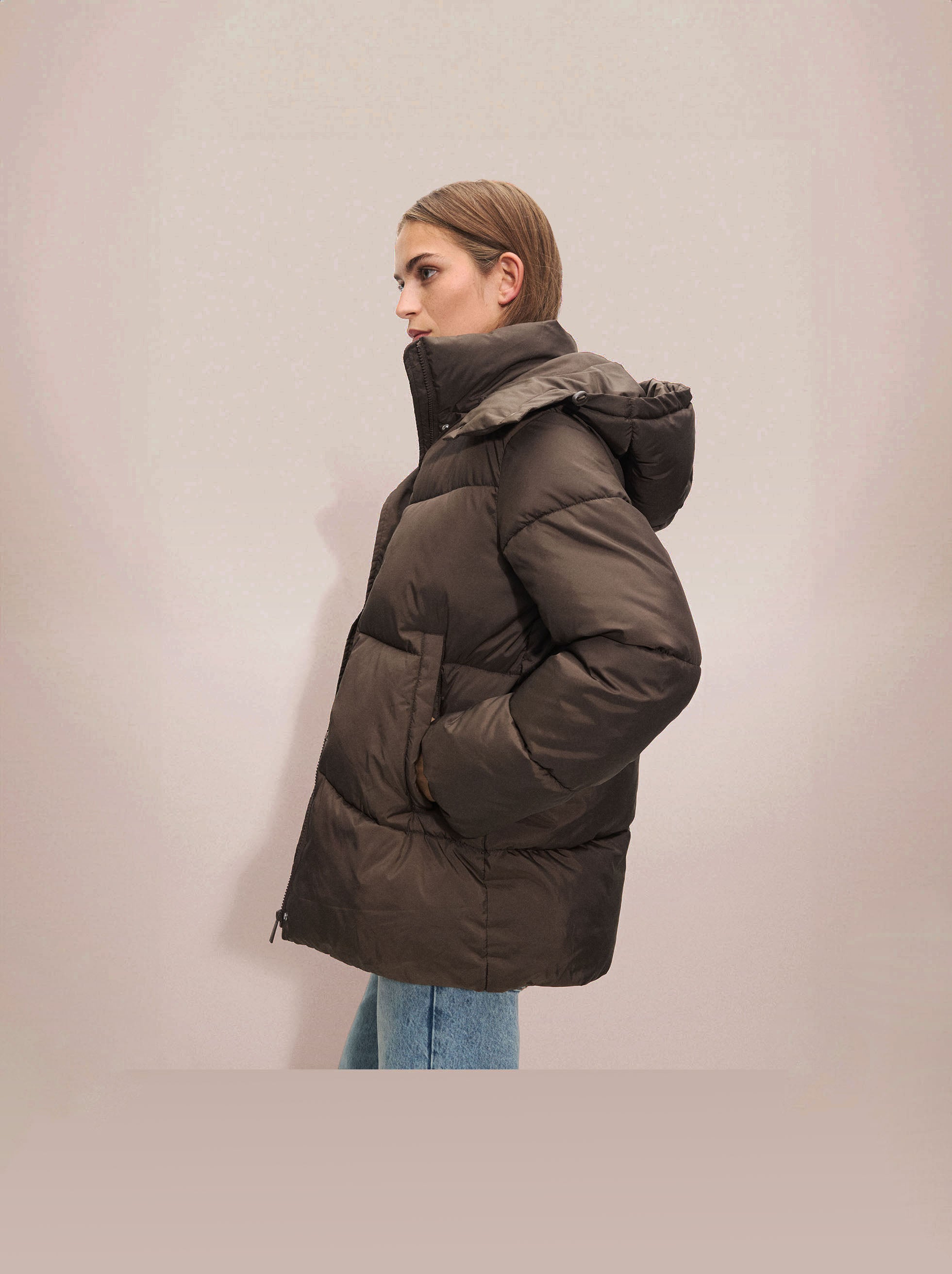 Abrigo Acolchado Con Capucha