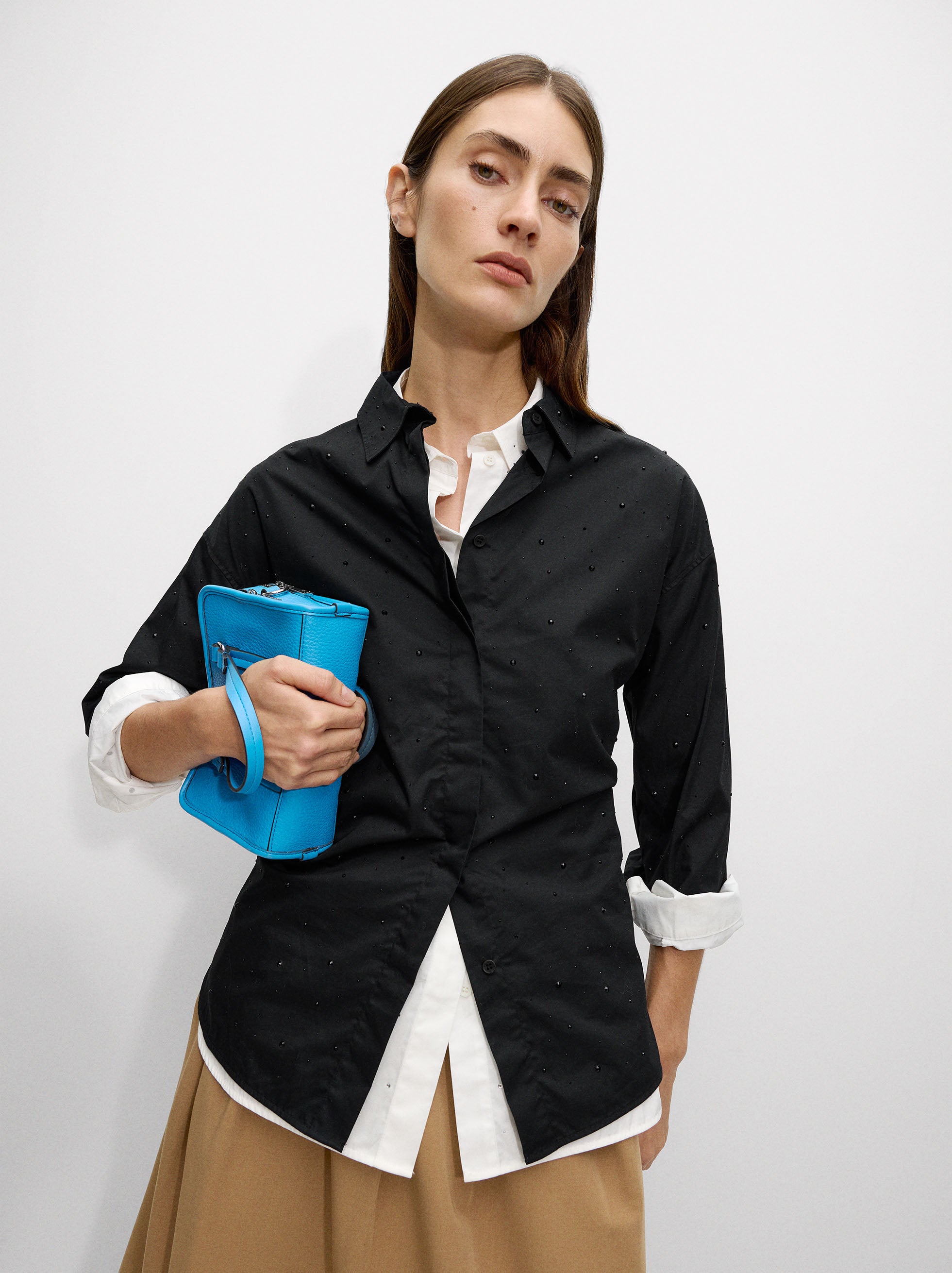 Camisa 100% Algodón Con Strass