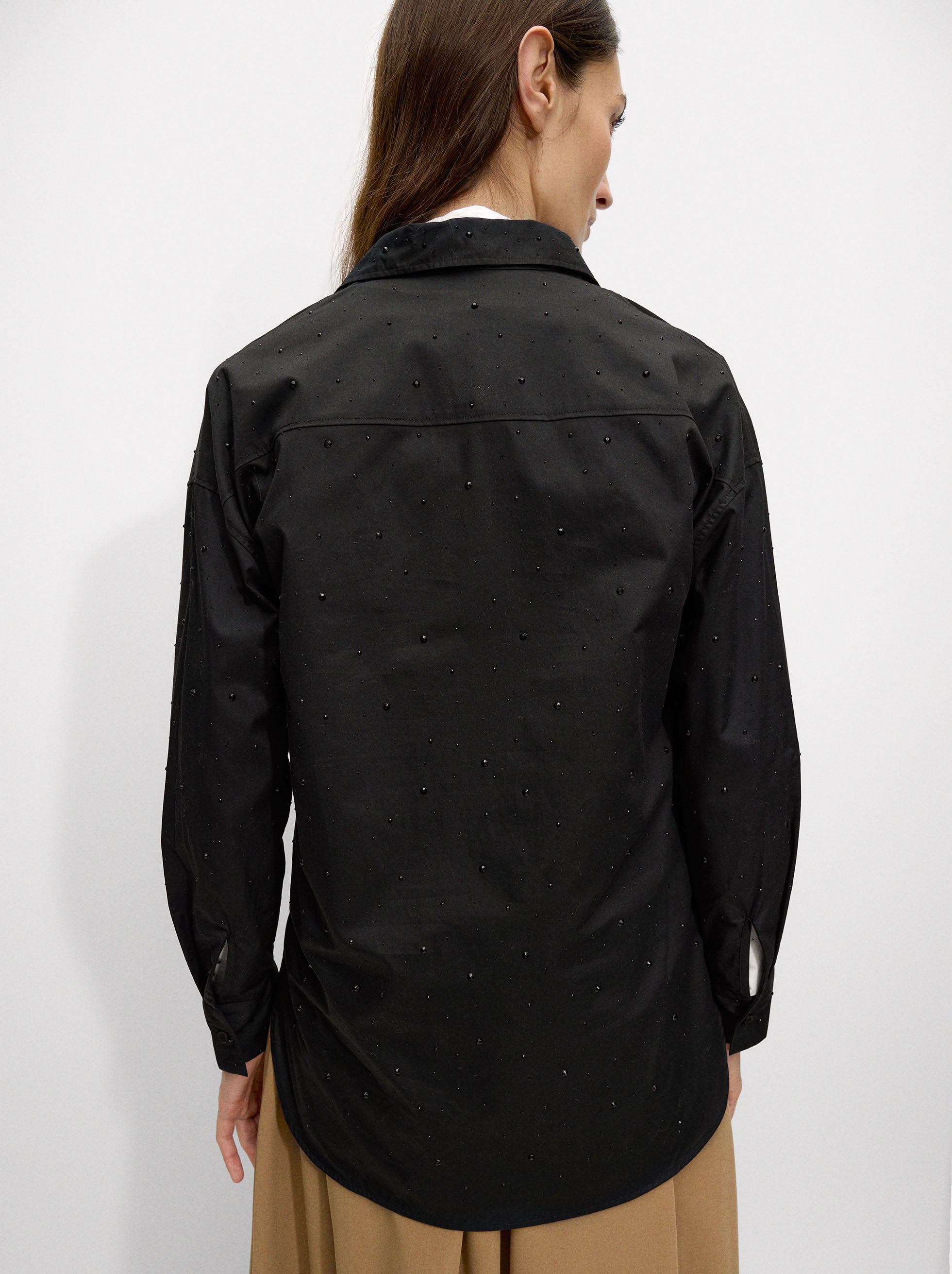Camisa 100% Algodón Con Strass