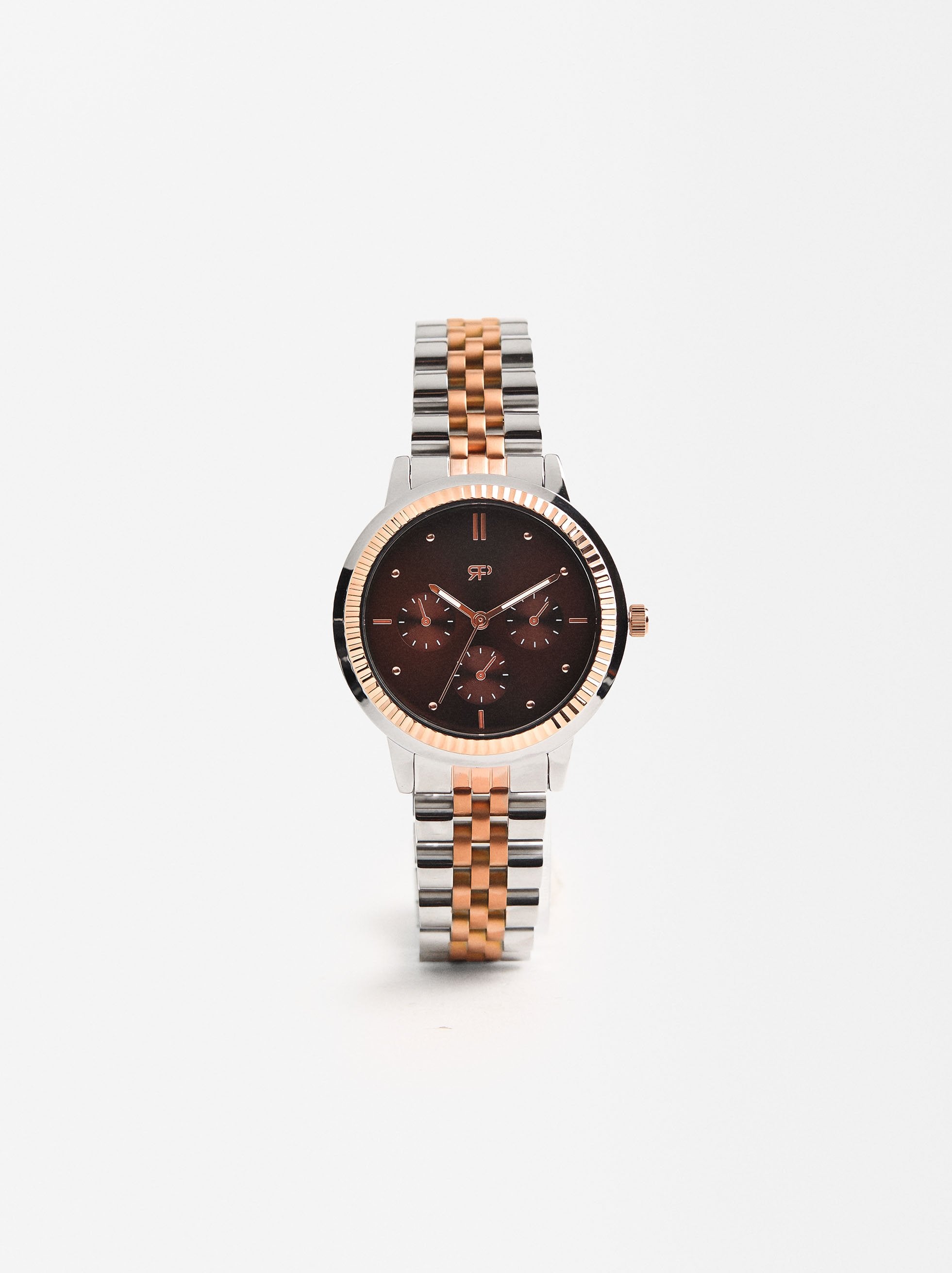 Reloj De Pulsera De Acero Inoxidable Bicolor