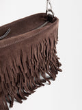 Bolso De Hombro De Piel Con Flecos
