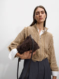 Cartera De Hombro De Cuero Con Flecos