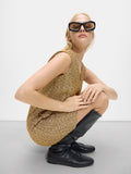 Vestido Corto Con Efecto Brillo