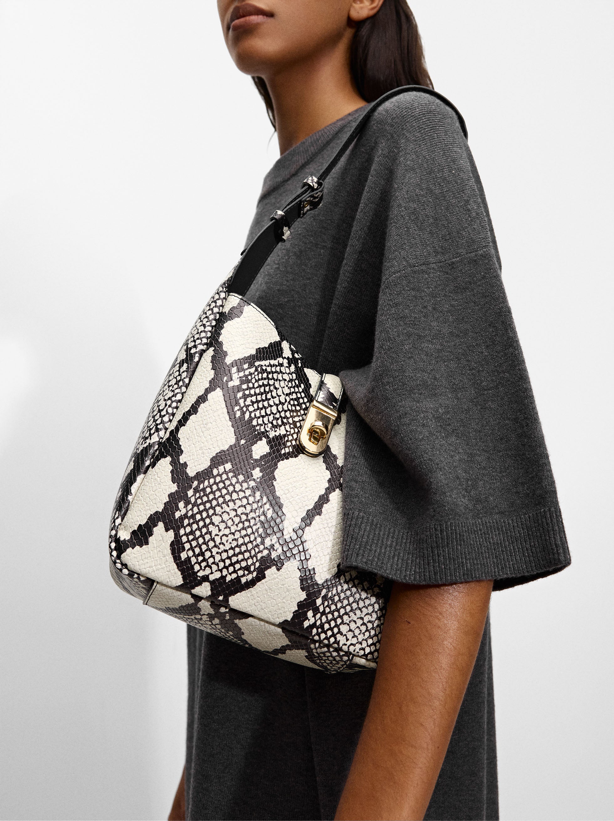Bolso De Hombro Estampado Animal
