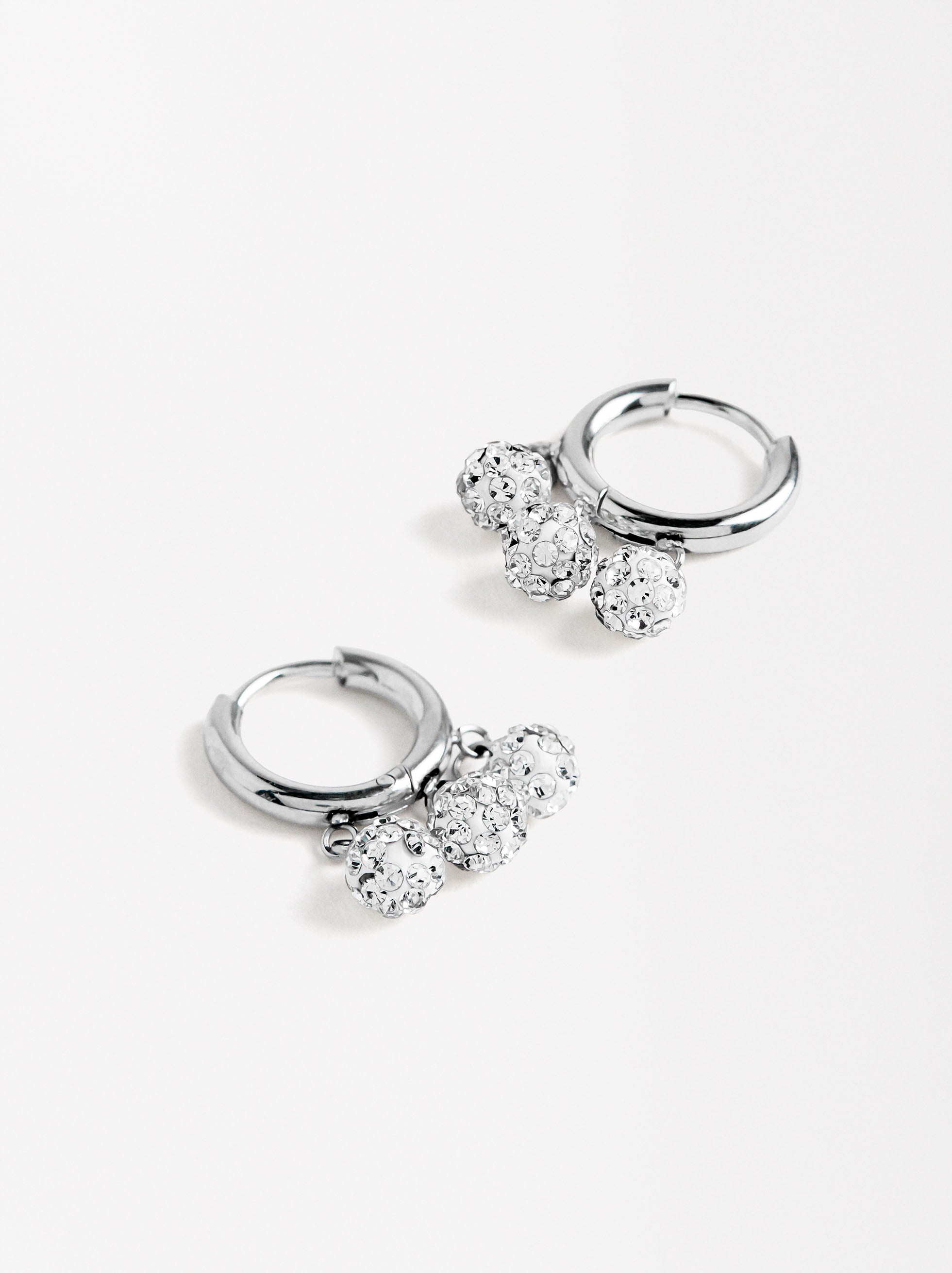 Aretes Con Cristales - Acero Inoxidable