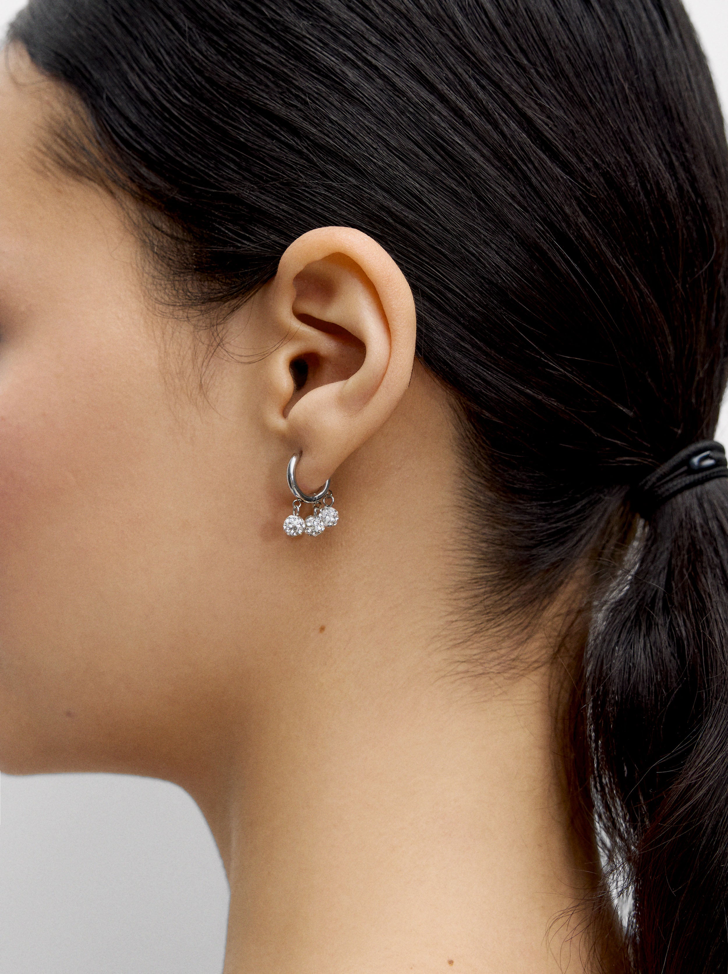 Aretes Con Cristales - Acero Inoxidable