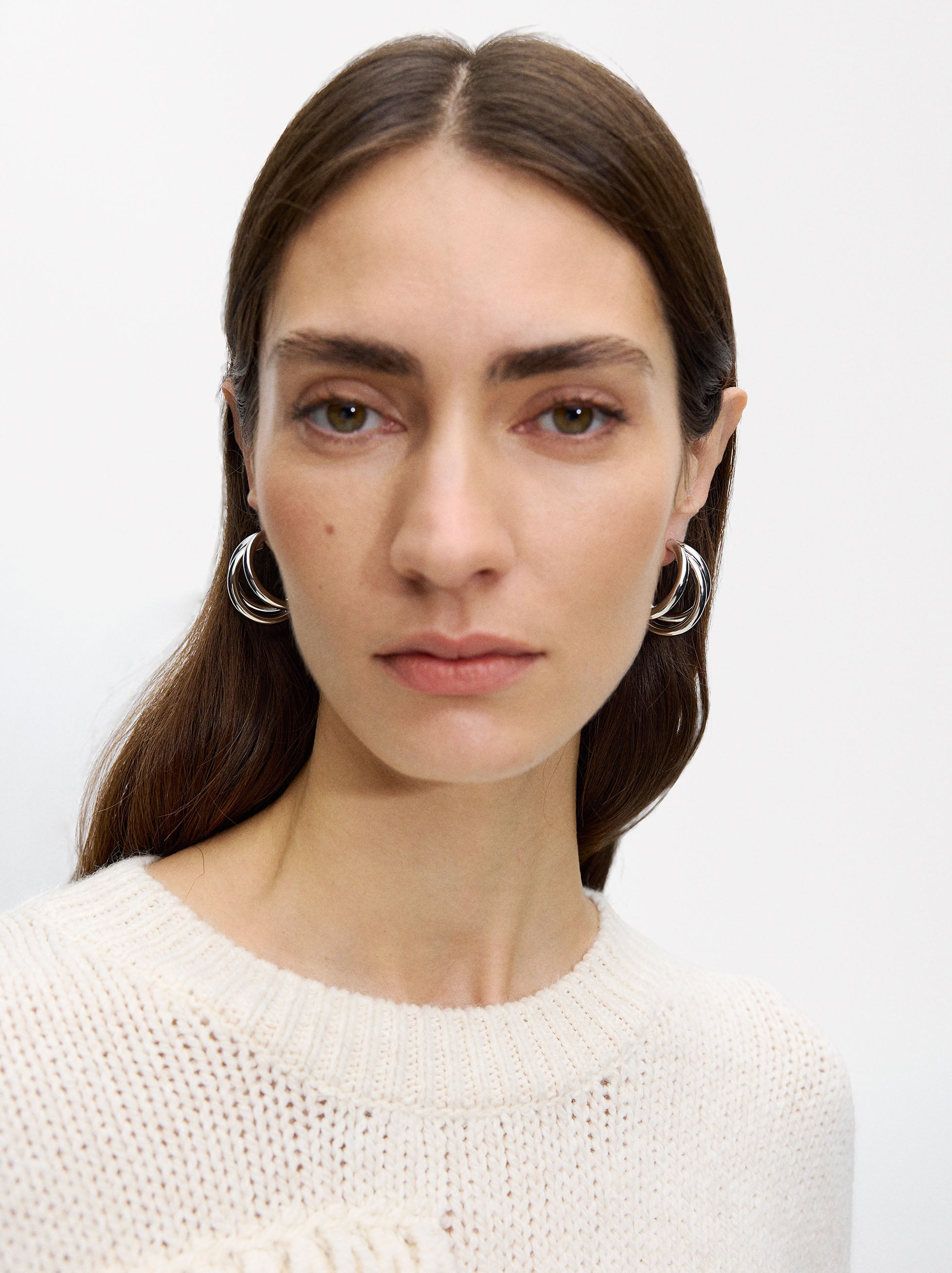 Aretes Maxi Efecto Multiaro - Acero Inoxidable