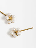 Aretes De Flores Con Perlas - Acero Inoxidable