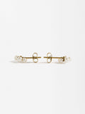 Aretes De Flores Con Perlas - Acero Inoxidable