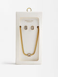 Set  Collar Y Aretes Con Cristales - Acero Inoxidable