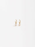 Aretes Con Perlas De Agua Dulce - Acero Inoxidable