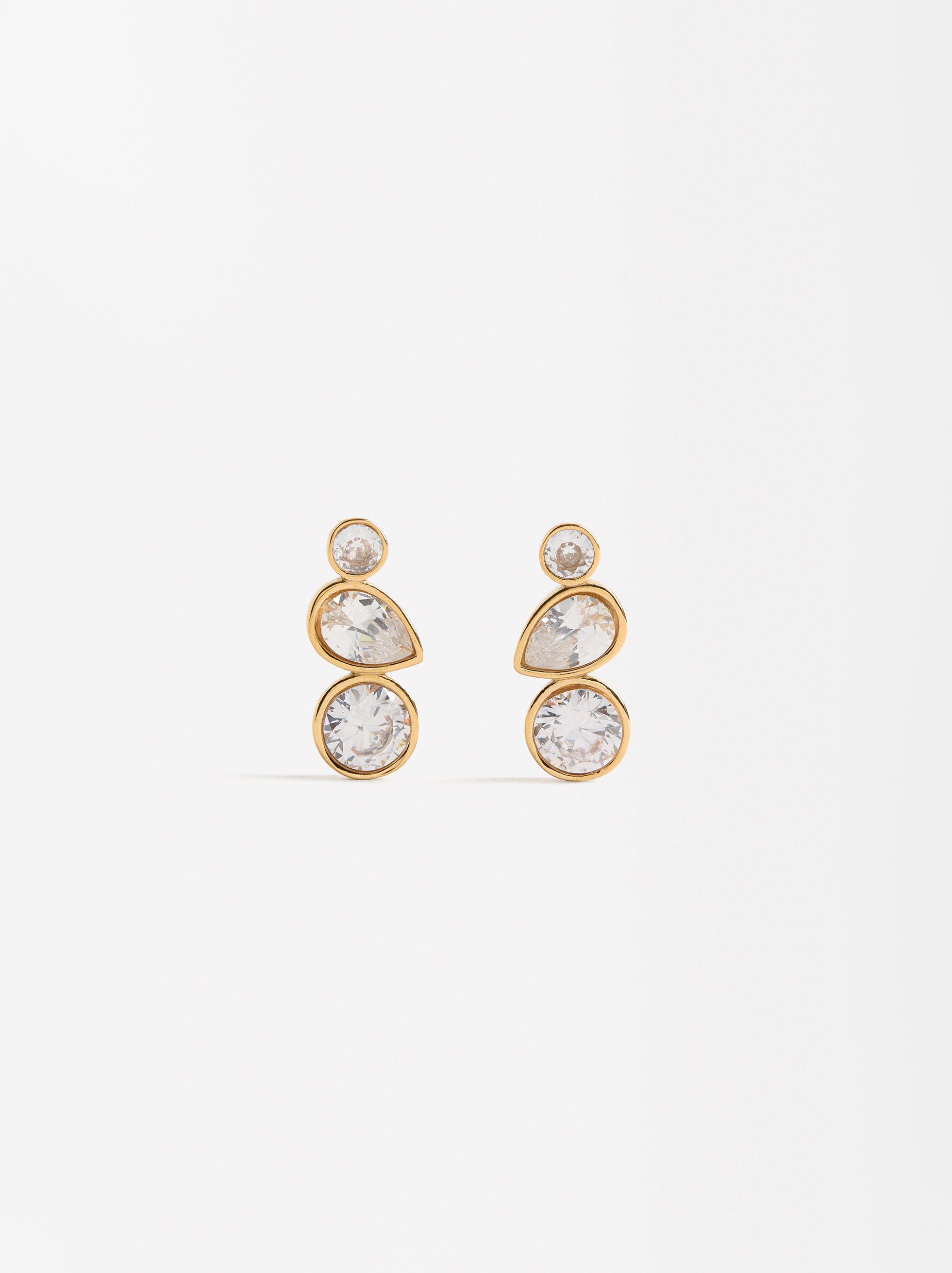 Aretes Lágrima De Cristal - Acero Inoxidable