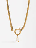 Collar Con Perla De Agua Dulce - Acero Inoxidable