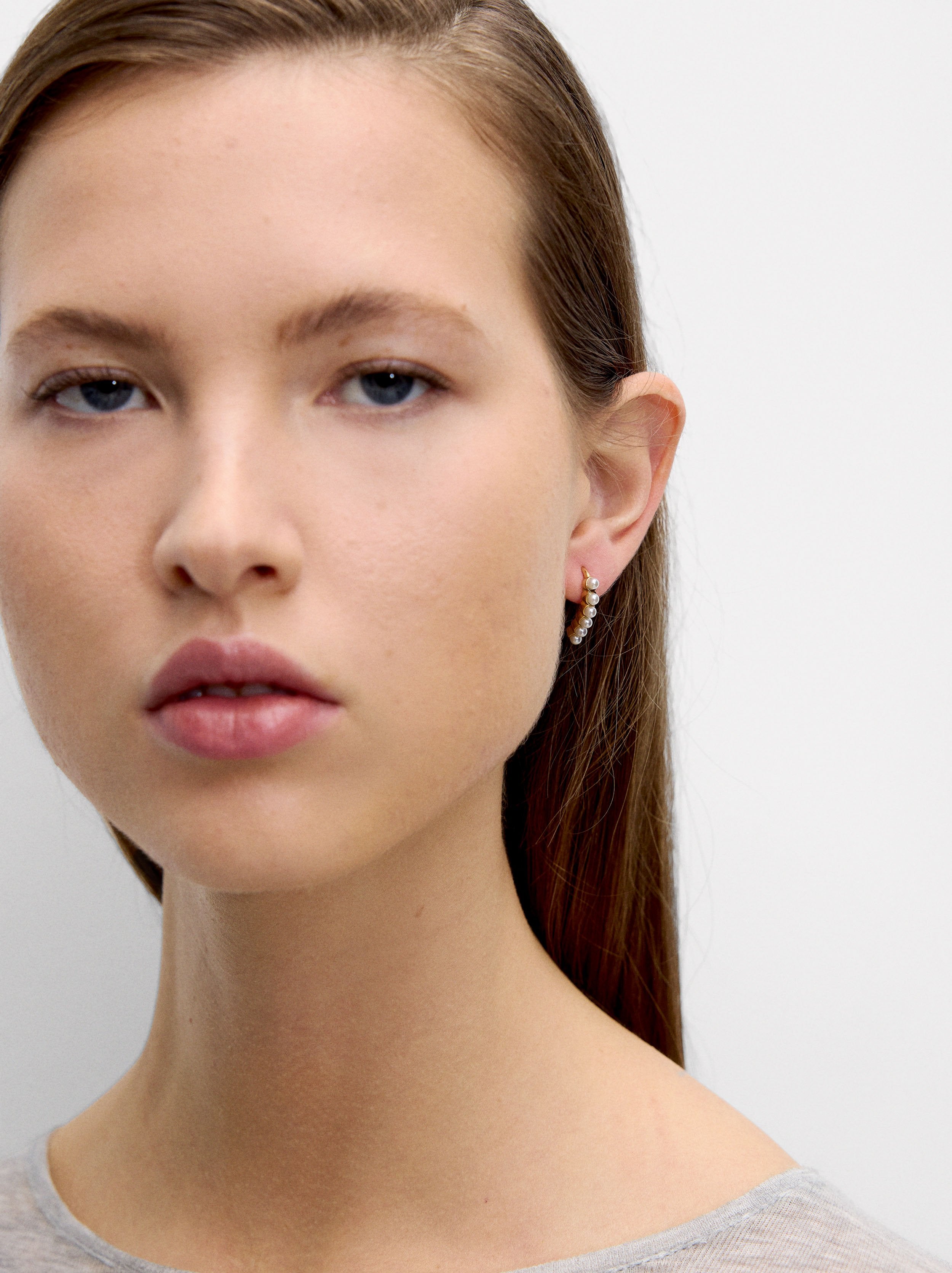 Aretes Con Perlas - Acero Inoxidable
