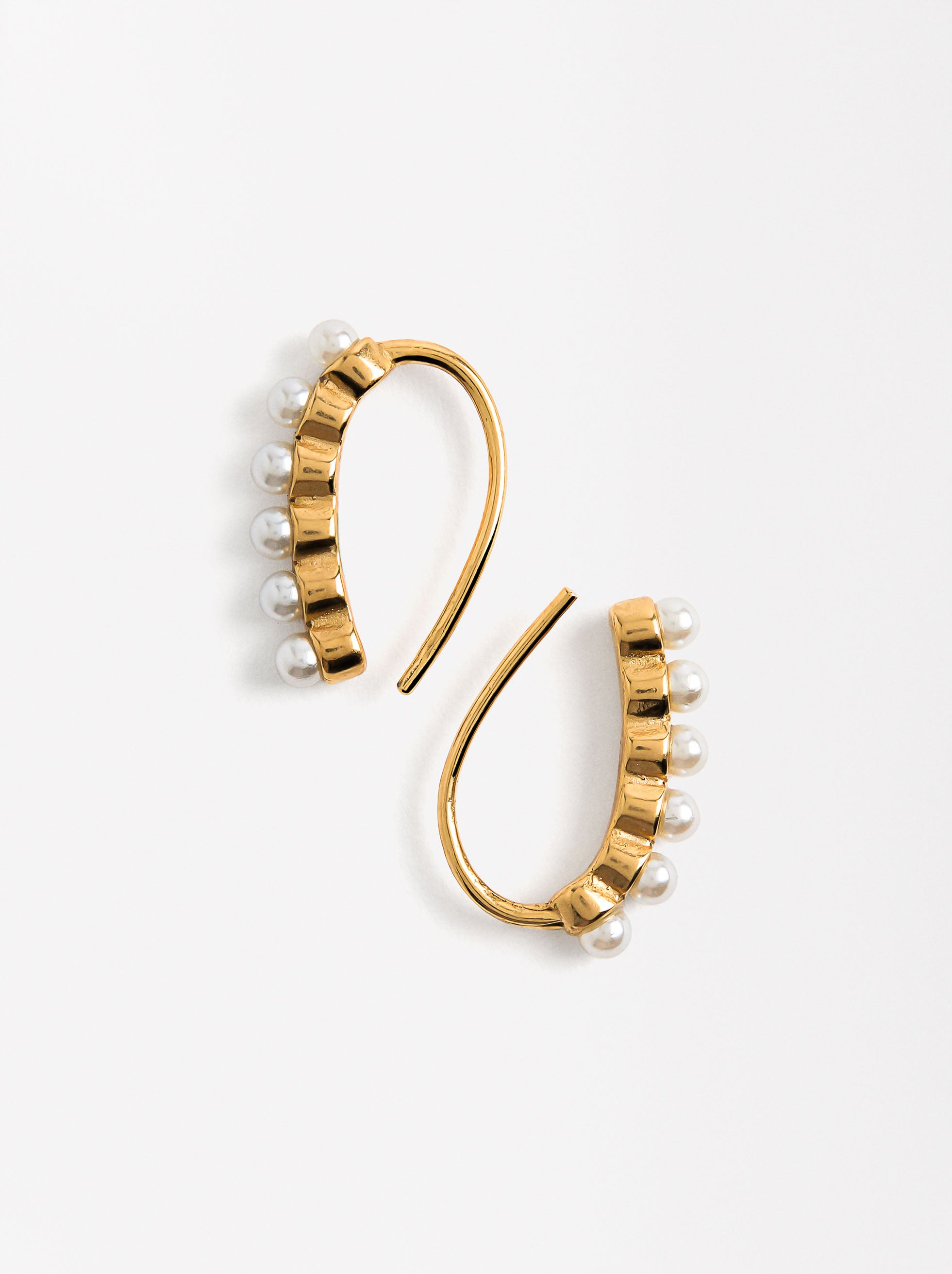 Aretes Con Perlas - Acero Inoxidable