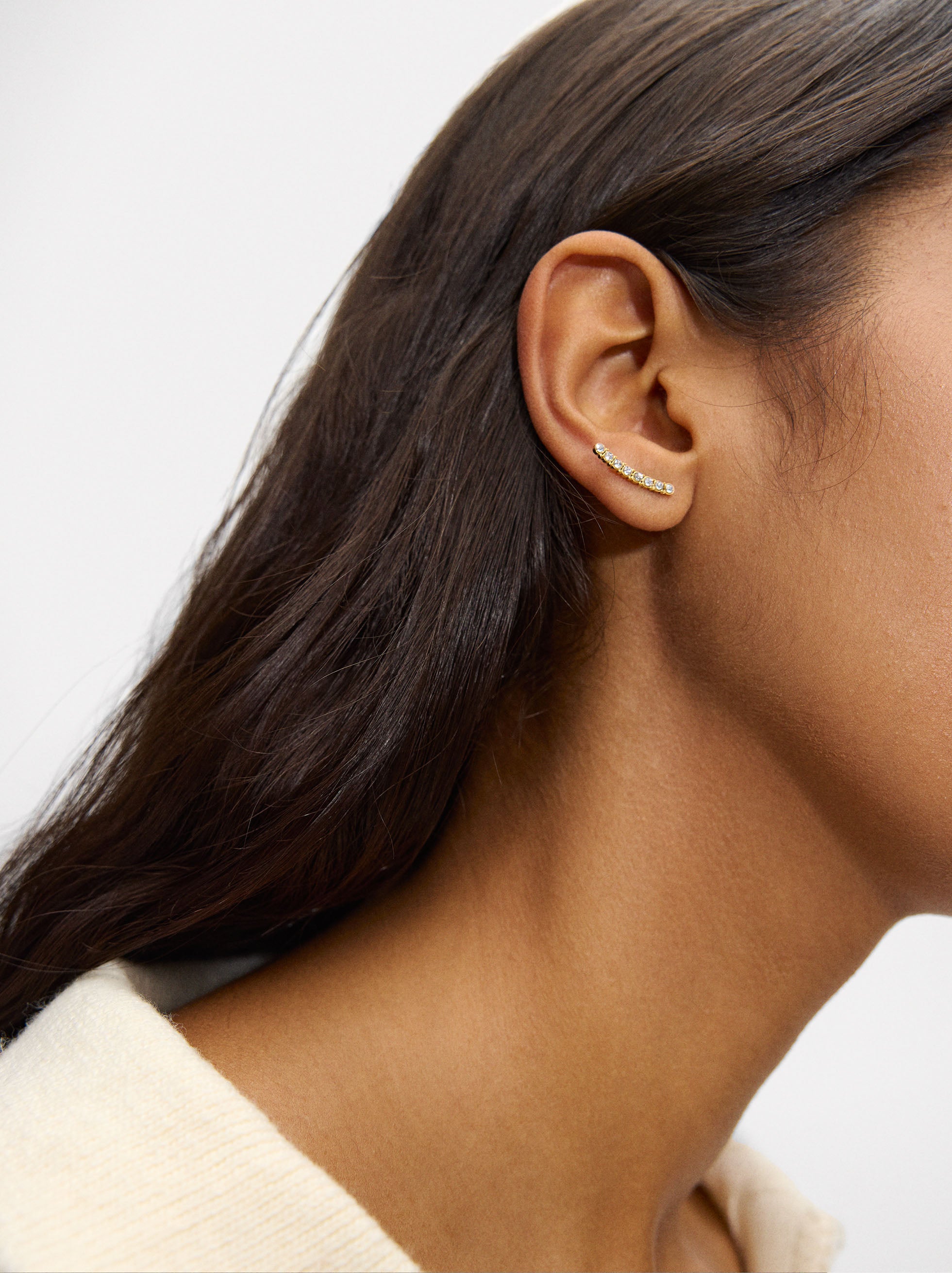 Aretes Con Cristales - Acero Inoxidable