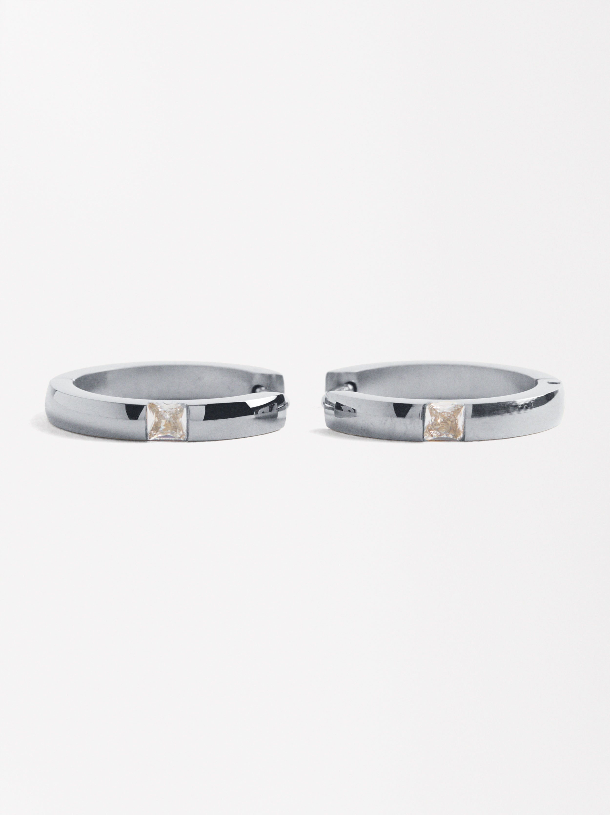Aretes Medianos Con Zirconias - Acero Inoxidable