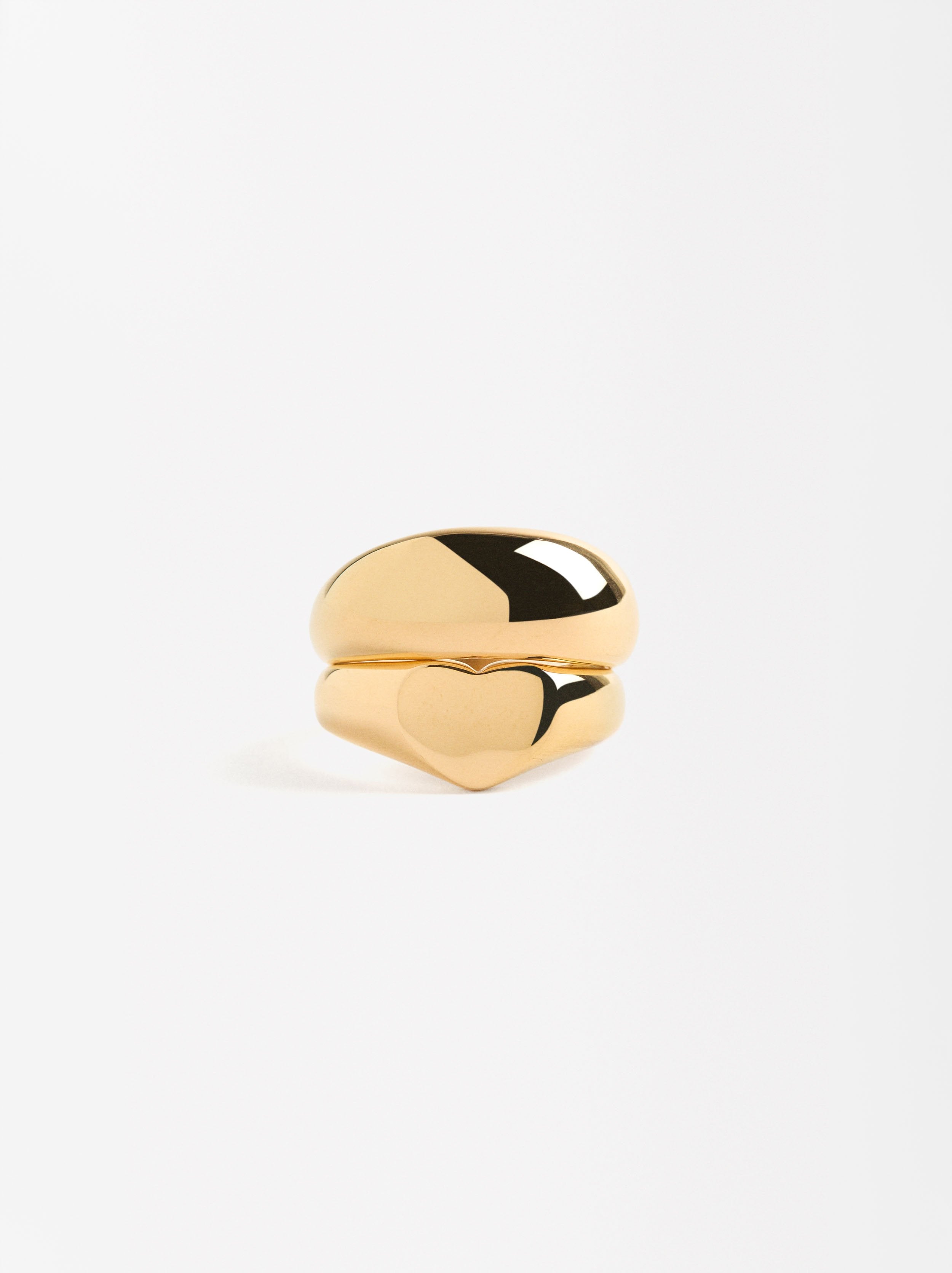 Set De Anillos Corazón - Acero Inoxidable