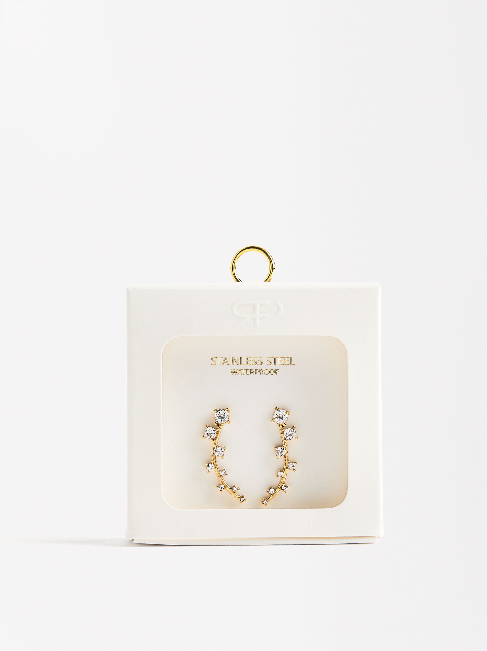 Aretes Con Cristales - Acero Inoxidable