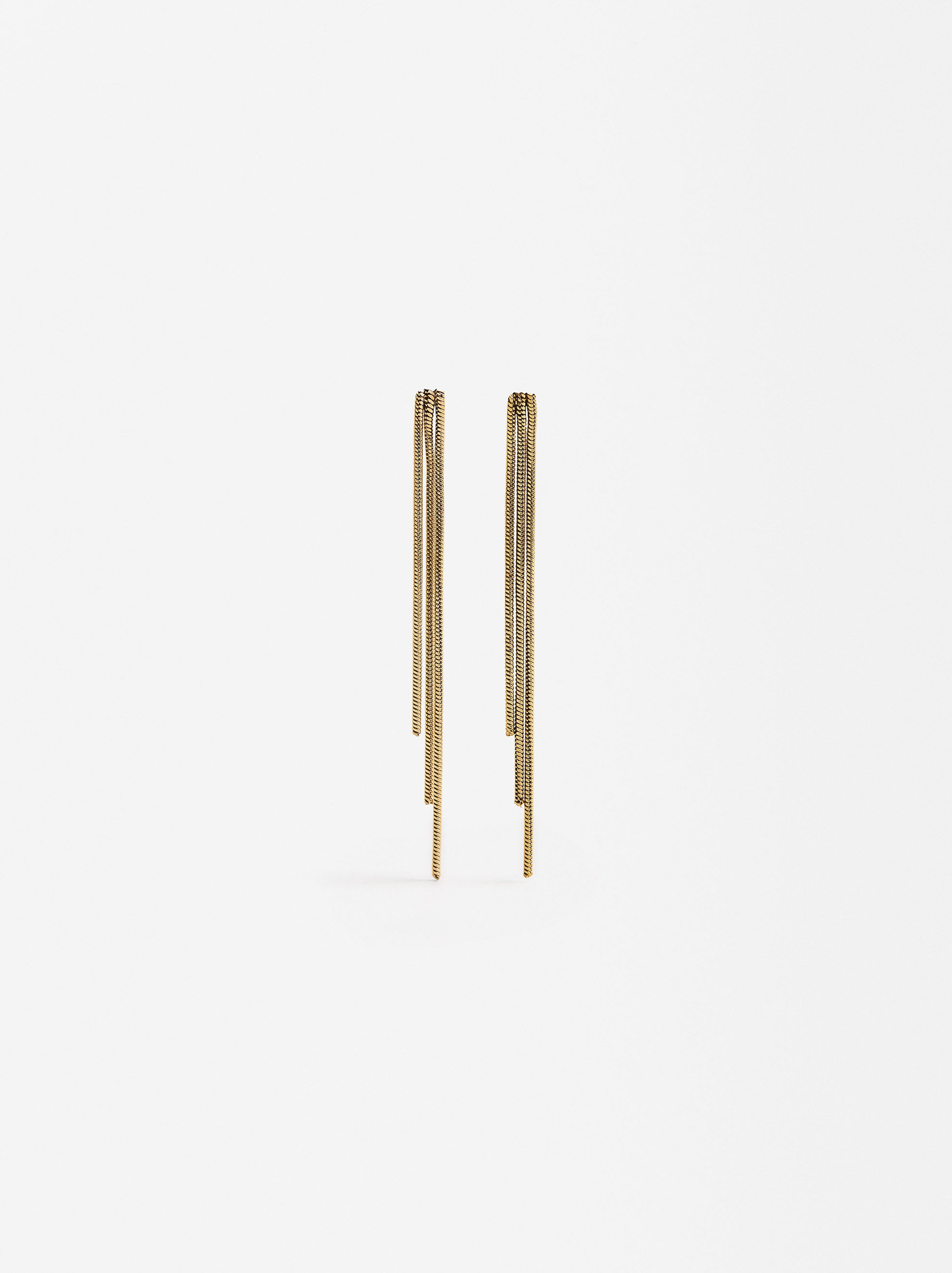Aretes Largos Efecto Cascada - Acero Inoxidable