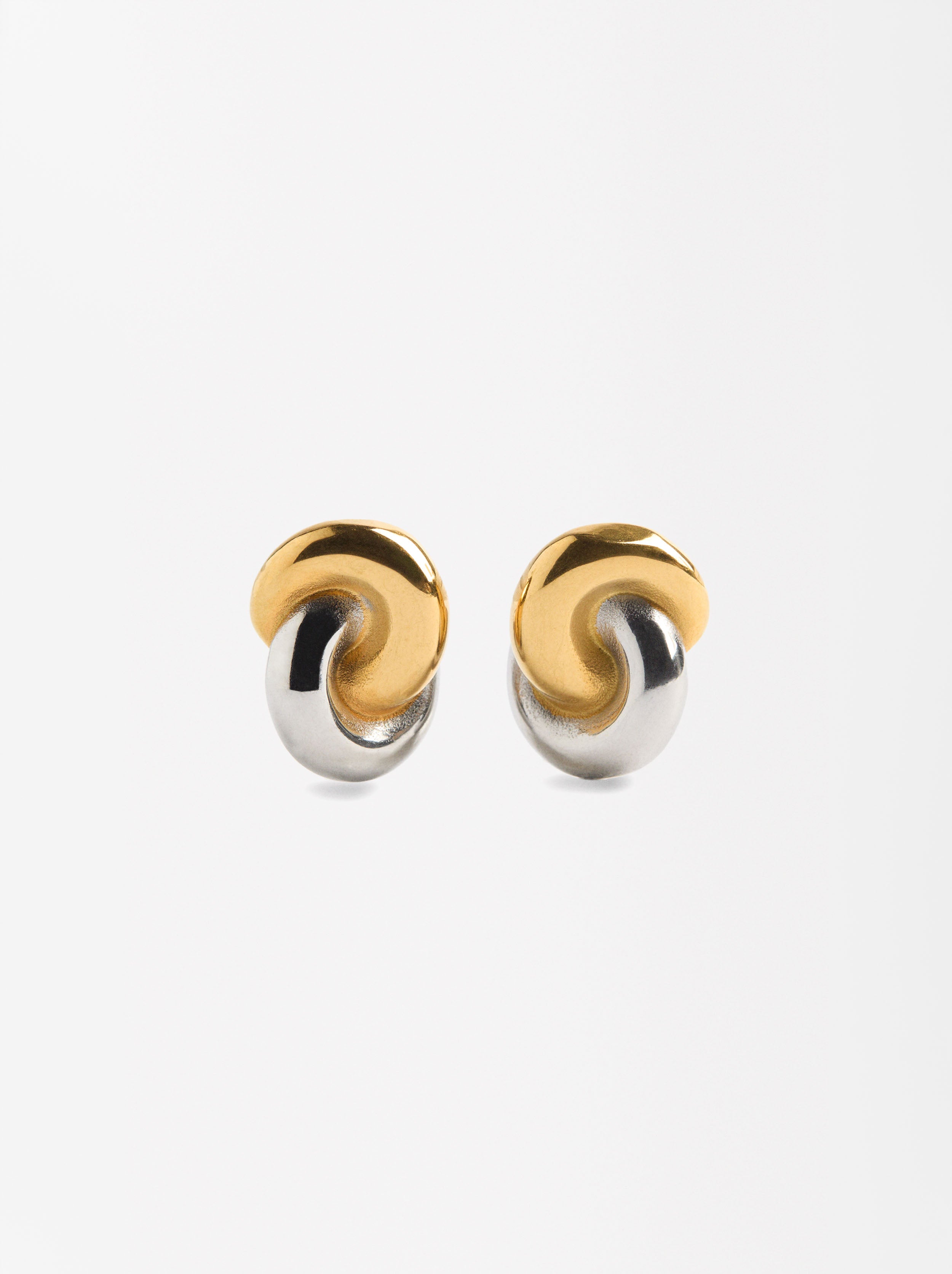 Aretes Bicolor Cruzados - Acero Inoxidable