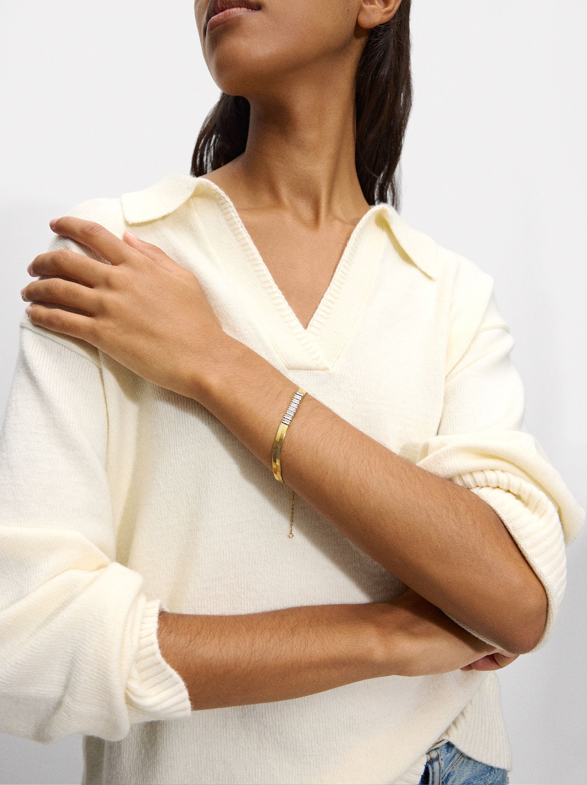 Pulsera Con Cristales - Acero Inoxidable