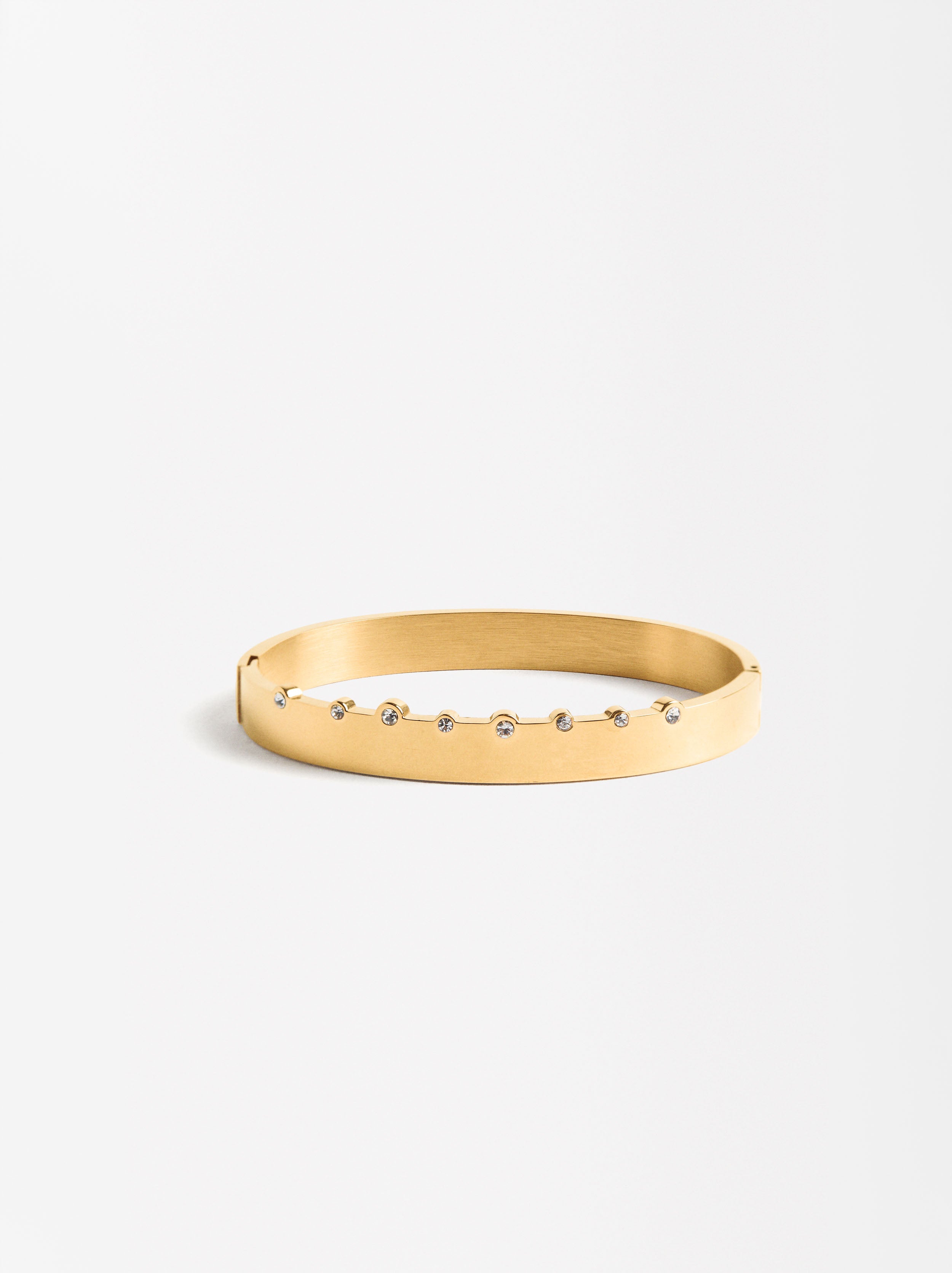 Pulsera Rígida Con Cristales - Acero Inoxidable