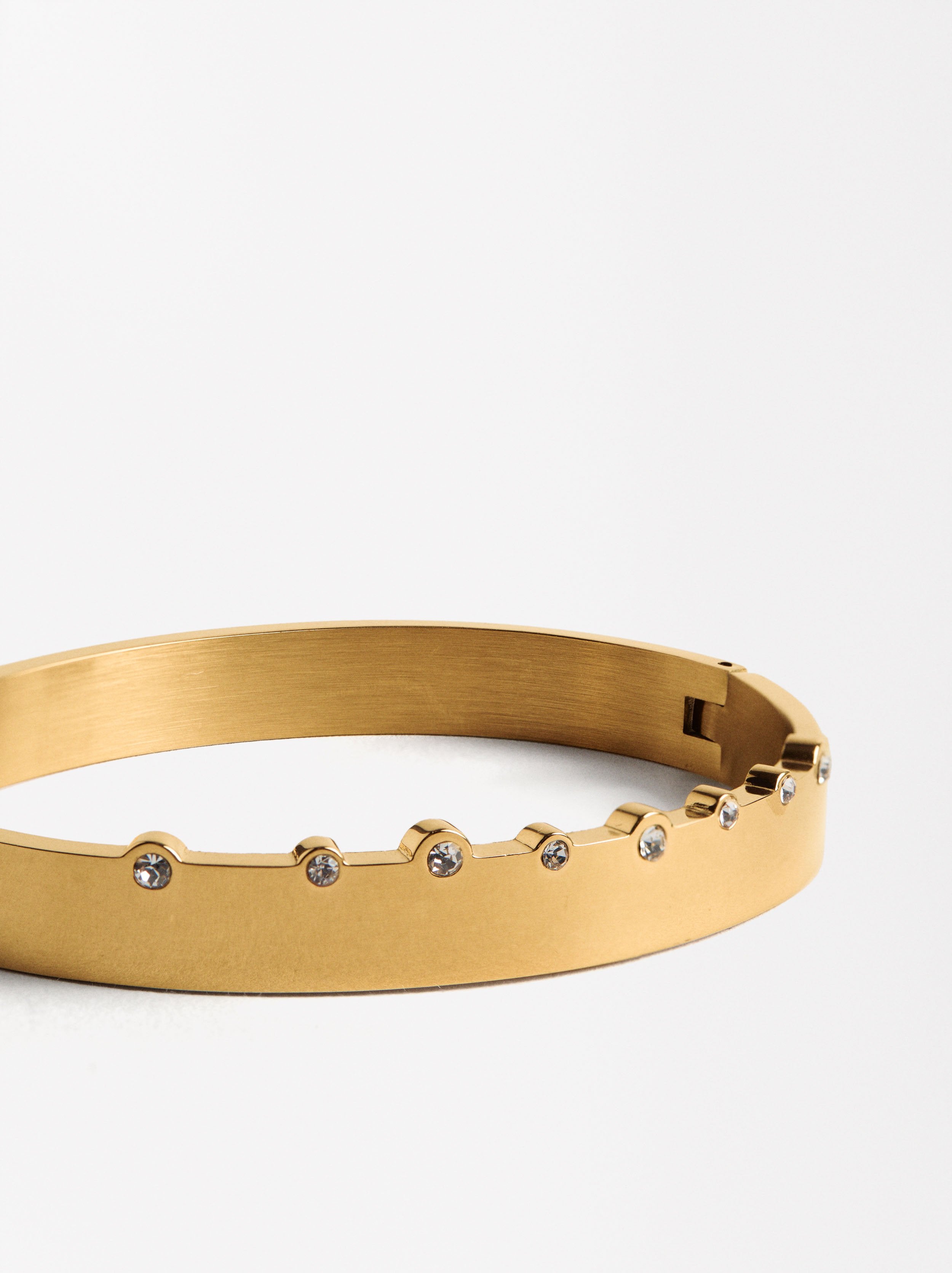 Pulsera Rígida Con Cristales - Acero Inoxidable