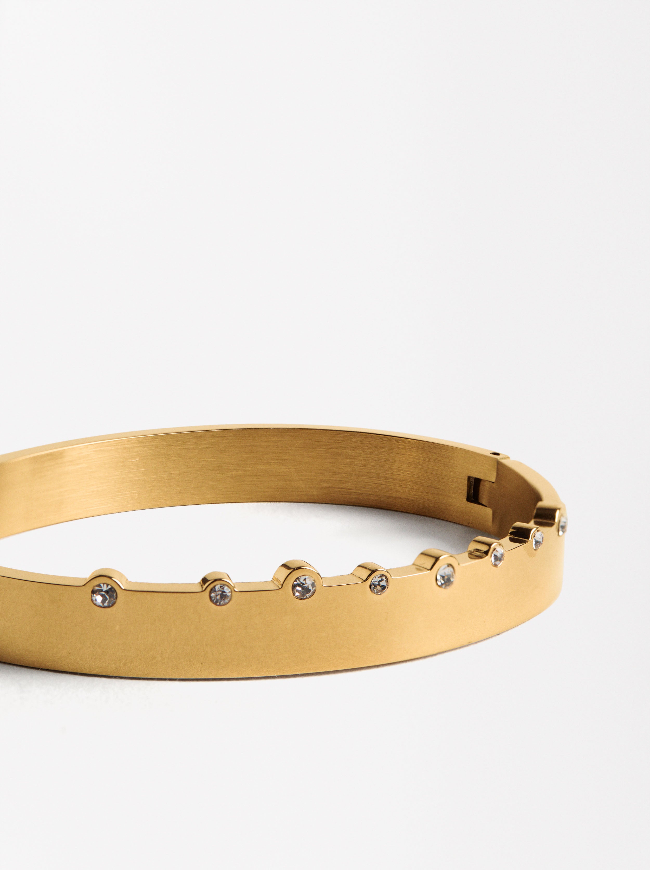 Pulsera Rígida Con Cristales - Acero Inoxidable