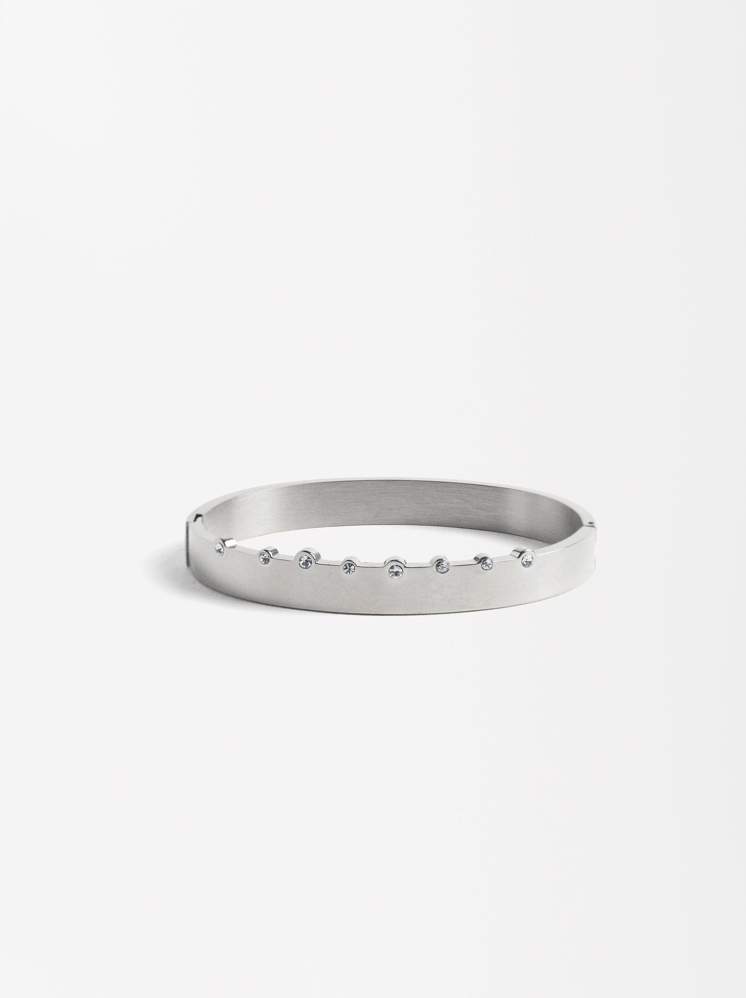 Pulsera Rígida Con Cristales - Acero Inoxidable