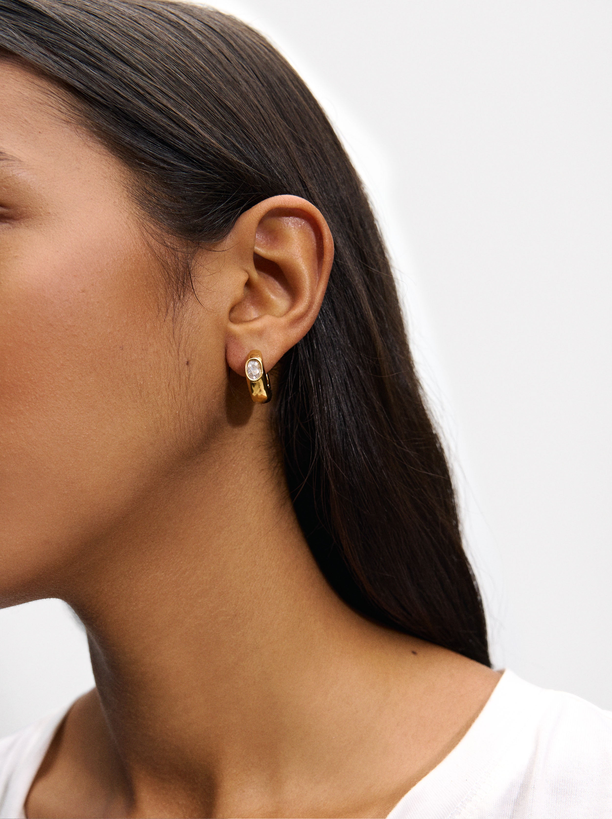 Aretes Con Zirconias - Acero Inoxidable