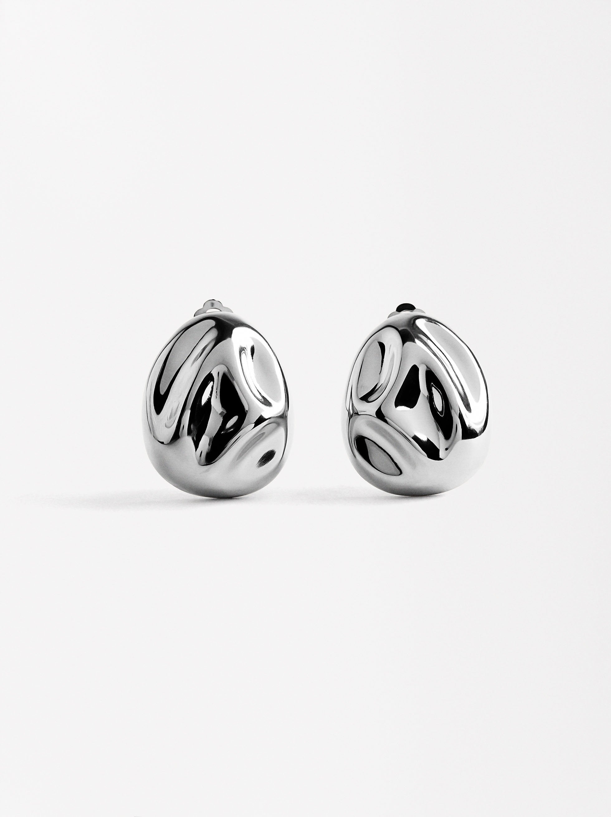 Aretes Ovalados En Relieve - Acero Inoxidable