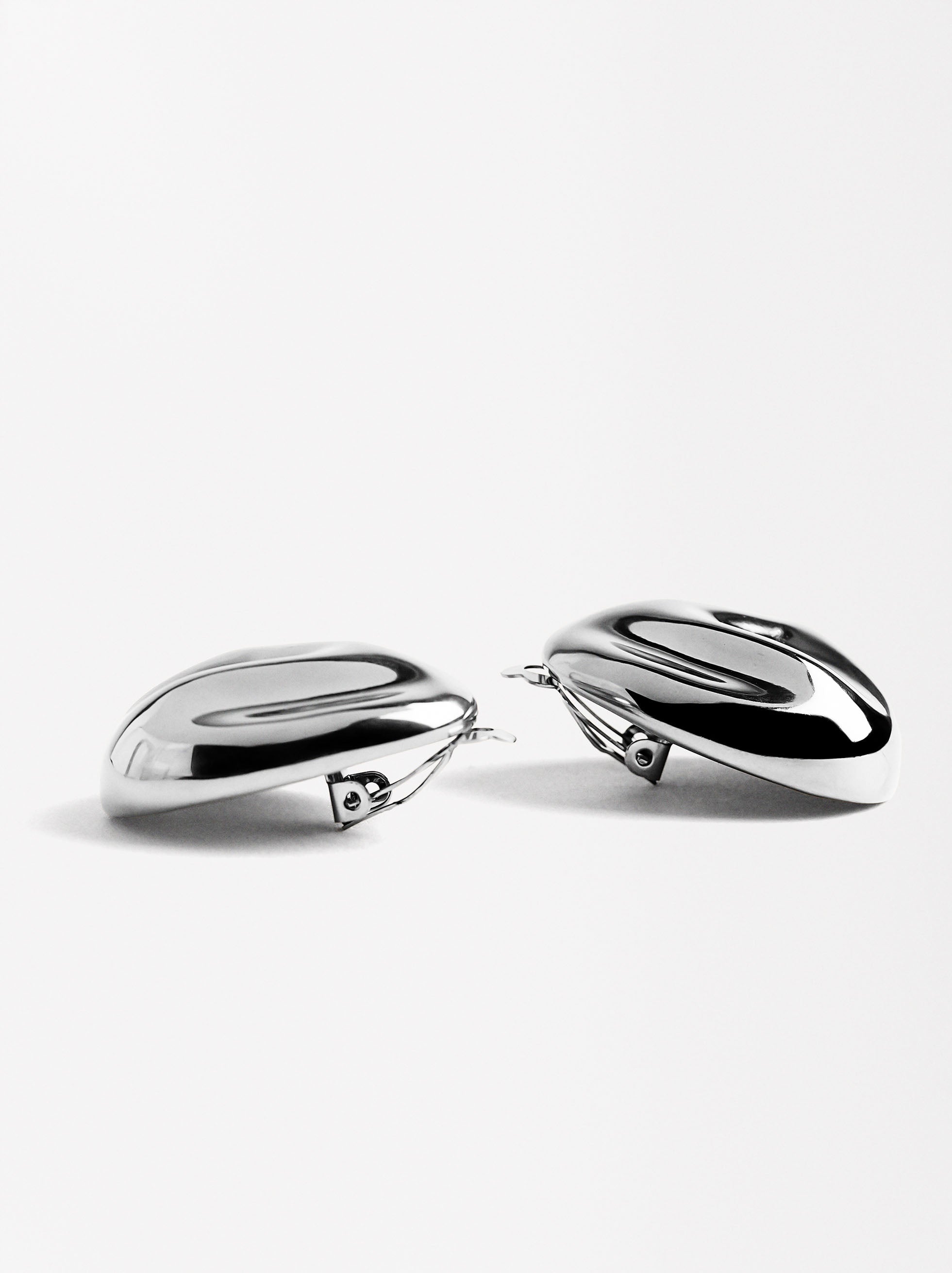 Aretes Ovalados En Relieve - Acero Inoxidable