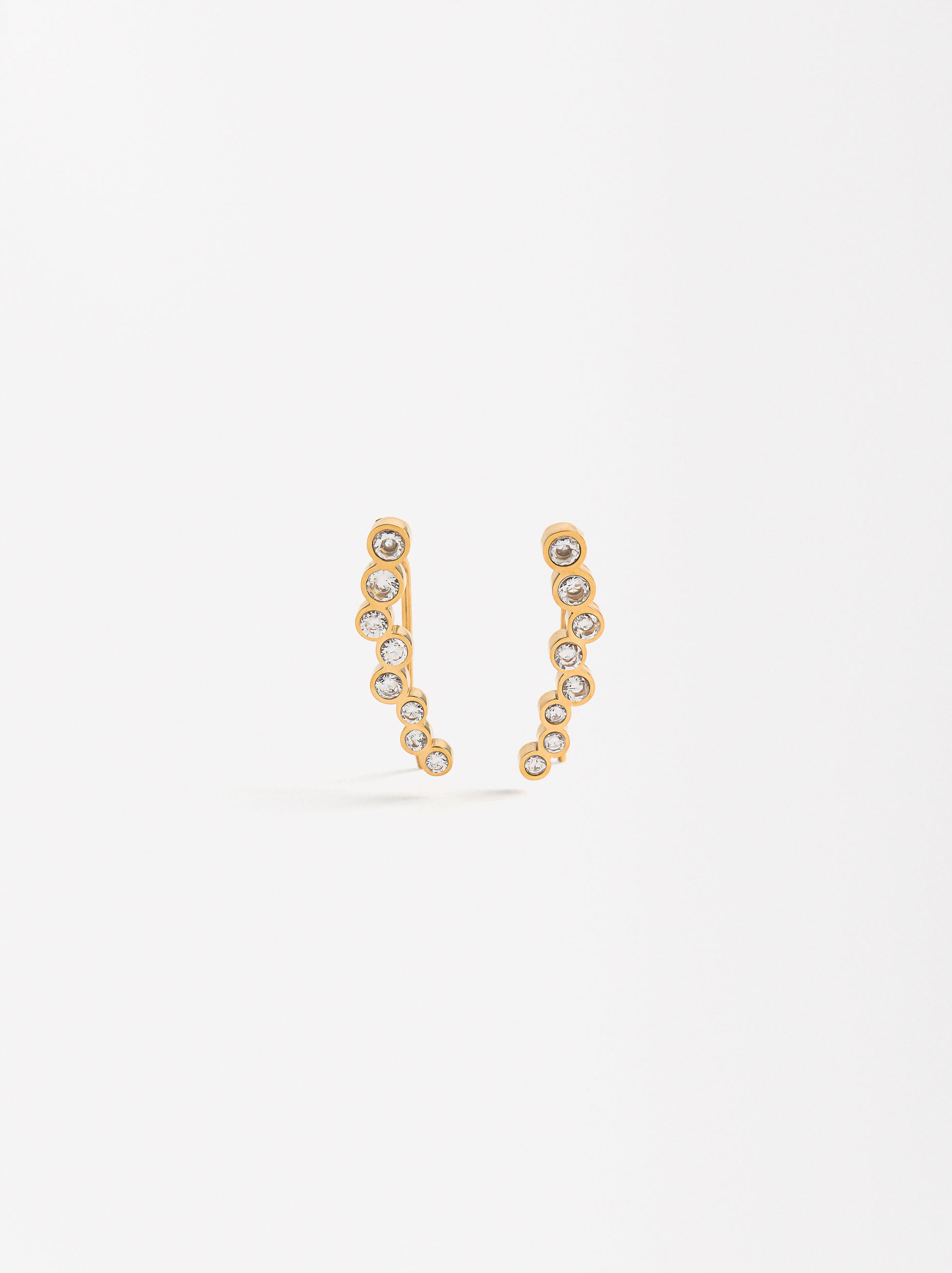 Aretes Con Zirconias - Acero Inoxidable