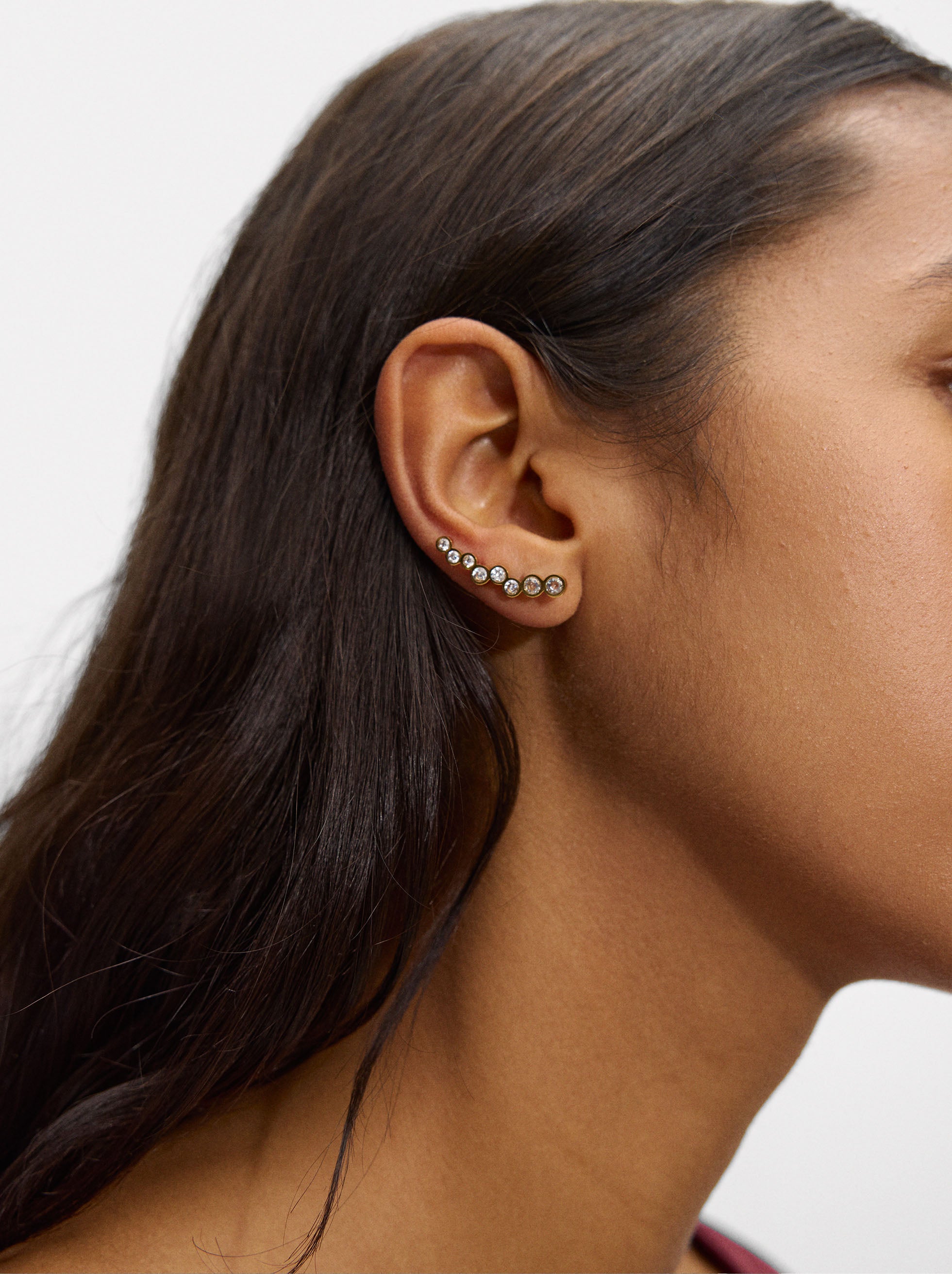 Aretes Con Zirconias - Acero Inoxidable