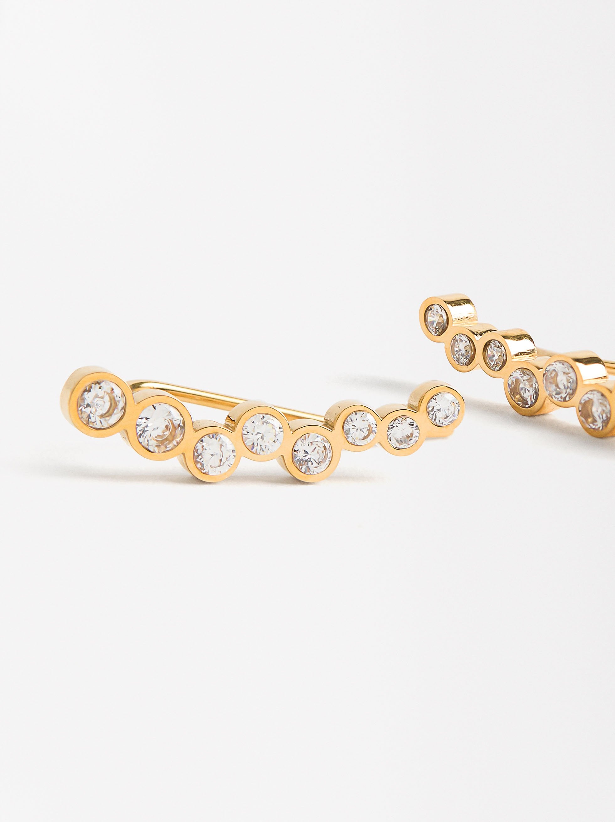 Aretes Con Zirconias - Acero Inoxidable