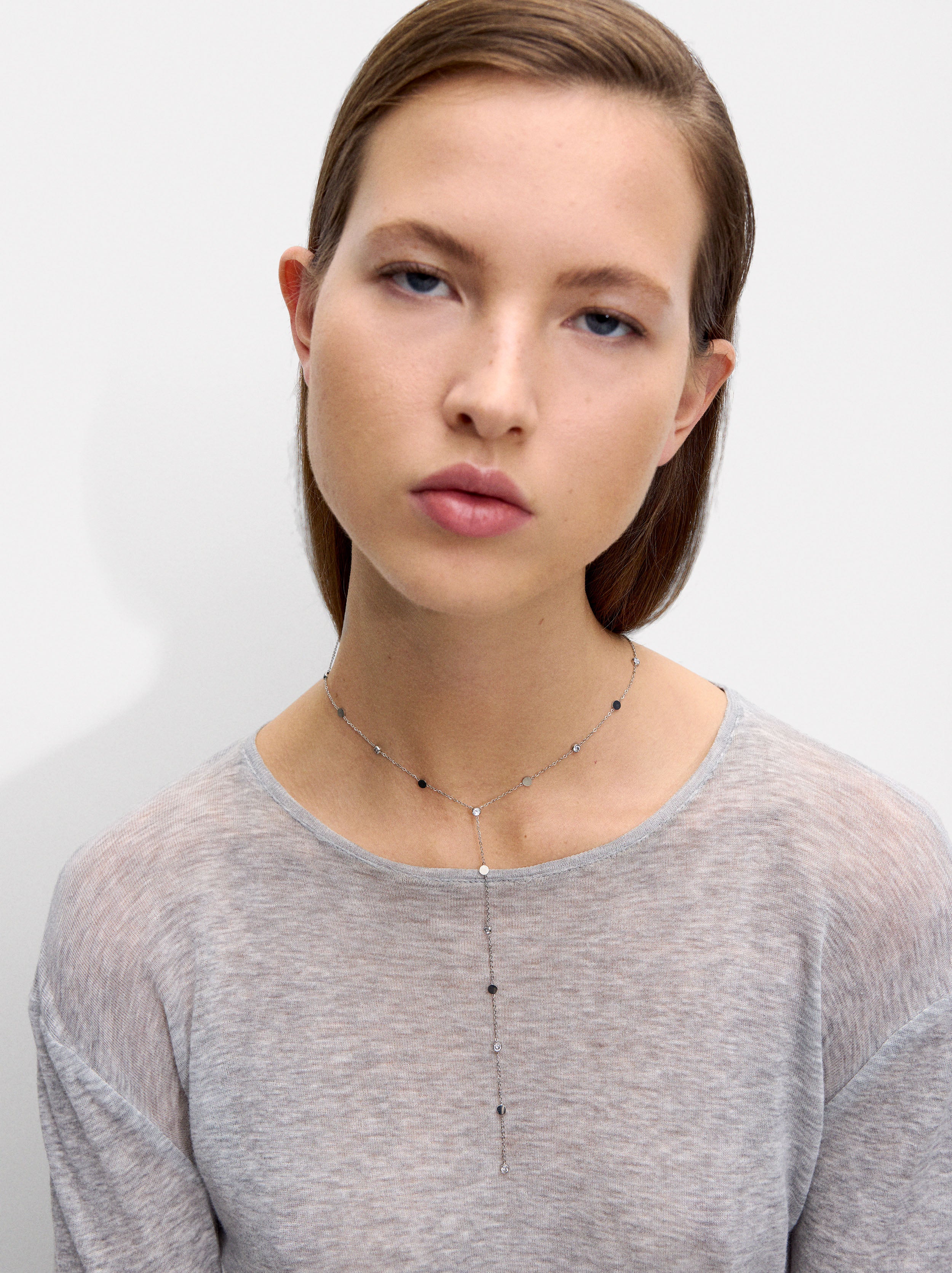 Collar Con Zirconias - Acero Inoxidable