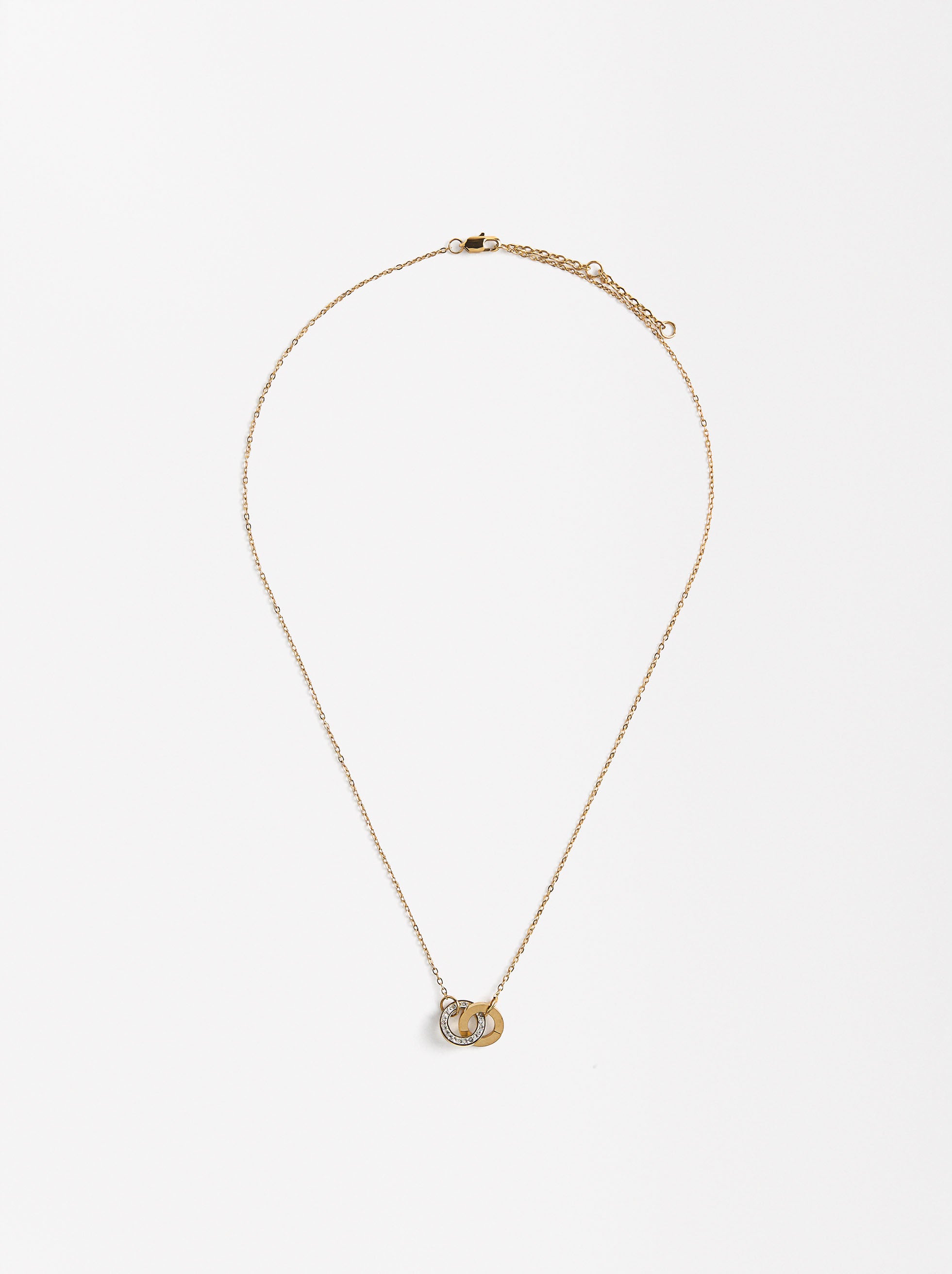 Collar Con Aros Y Cristales - Acero Inoxidable