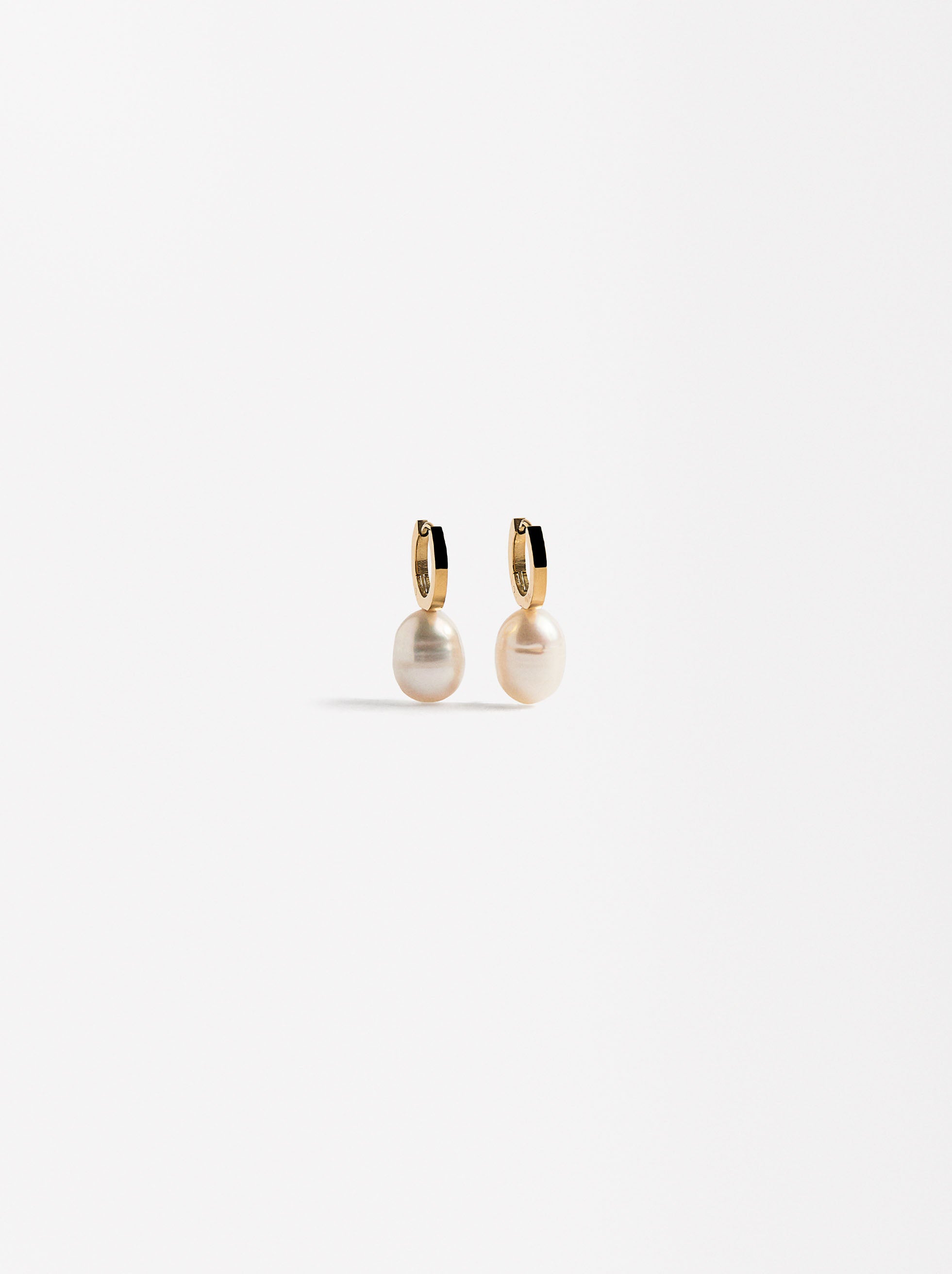 Aretes Con Aro Y Perlas De Agua Dulce - Acero Inoxidable
