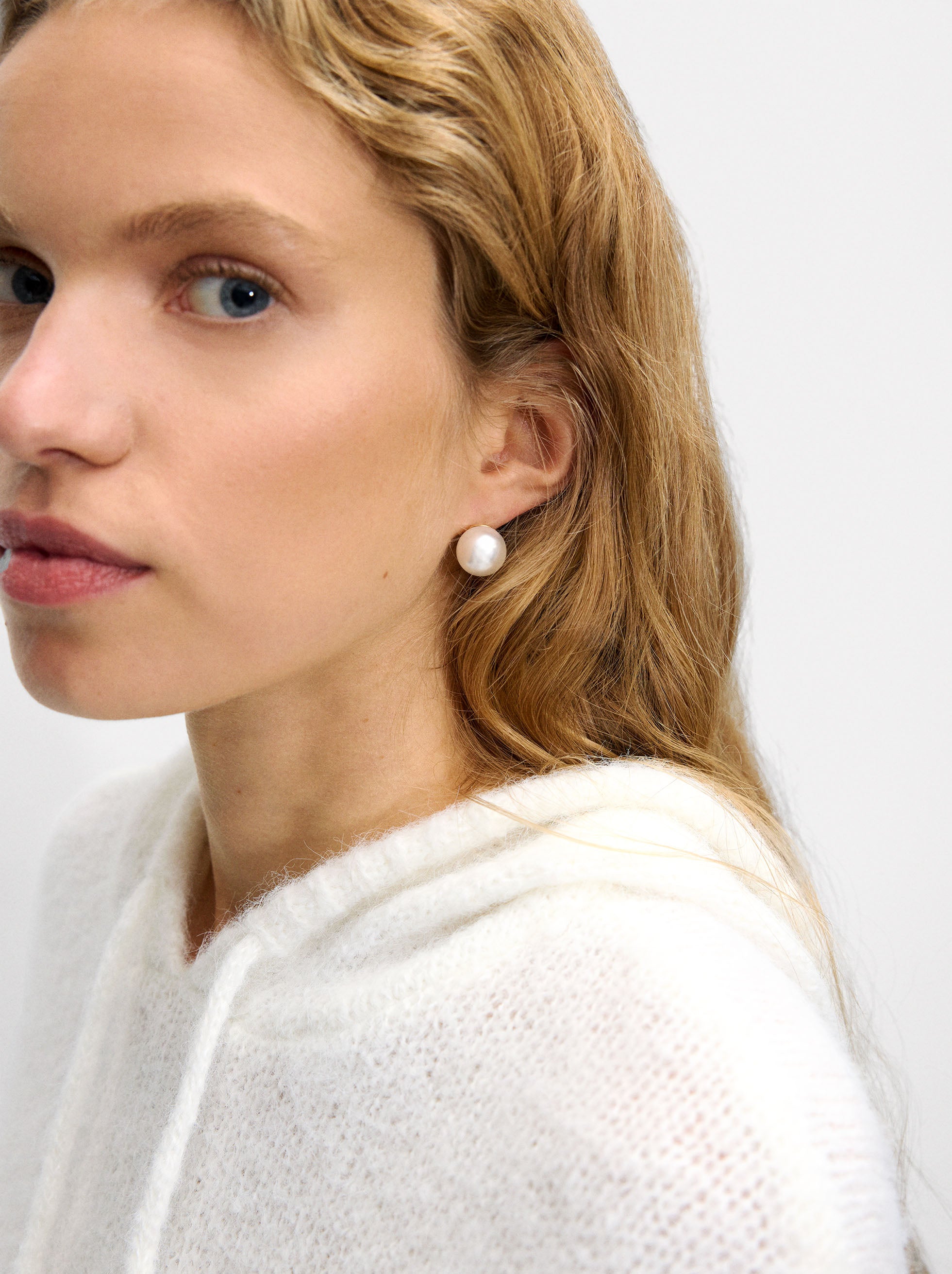 Aretes Con Perlas - Acero Inoxidable