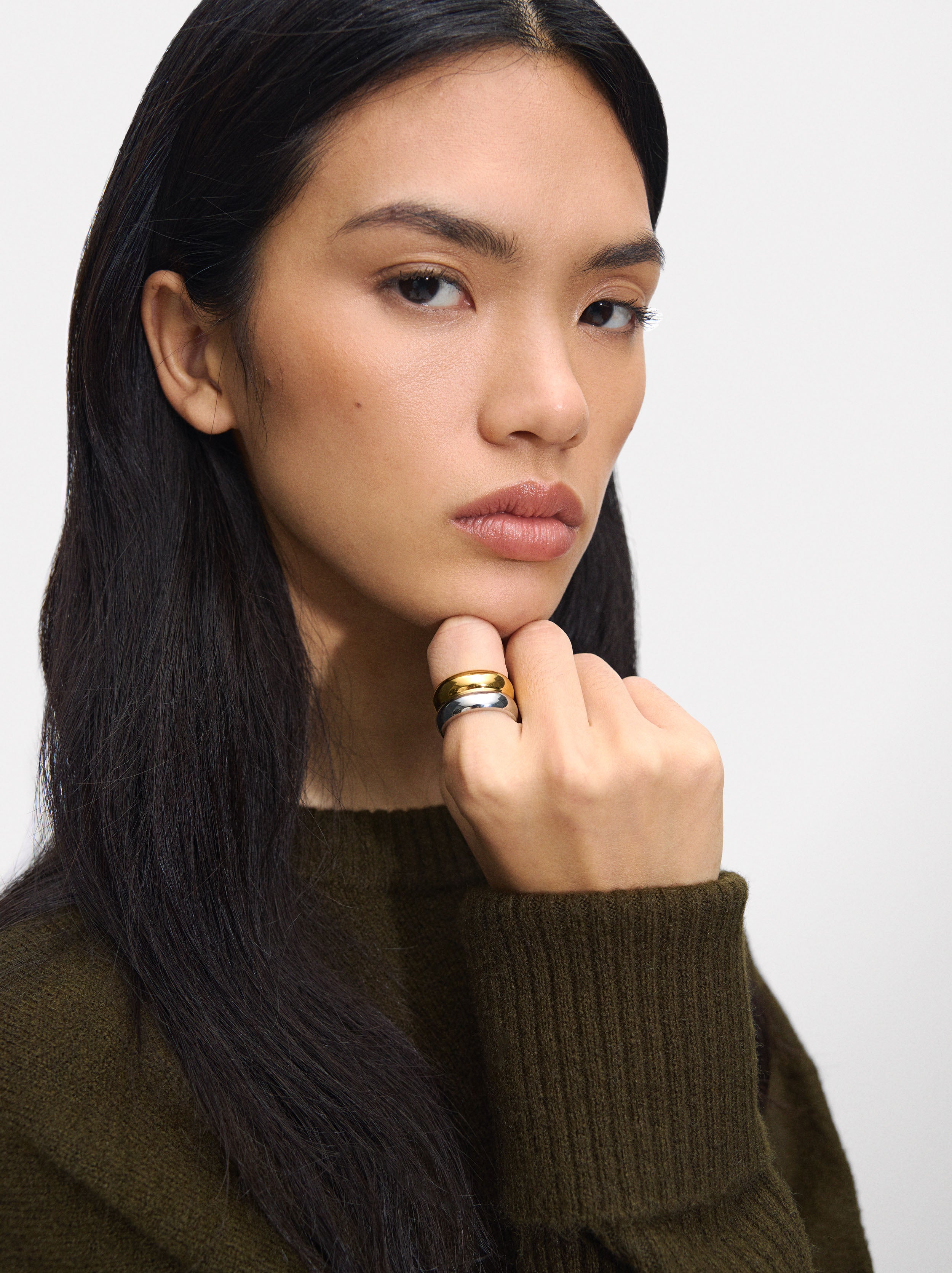 Anillo Bicolor Doble - Acero Inoxidable