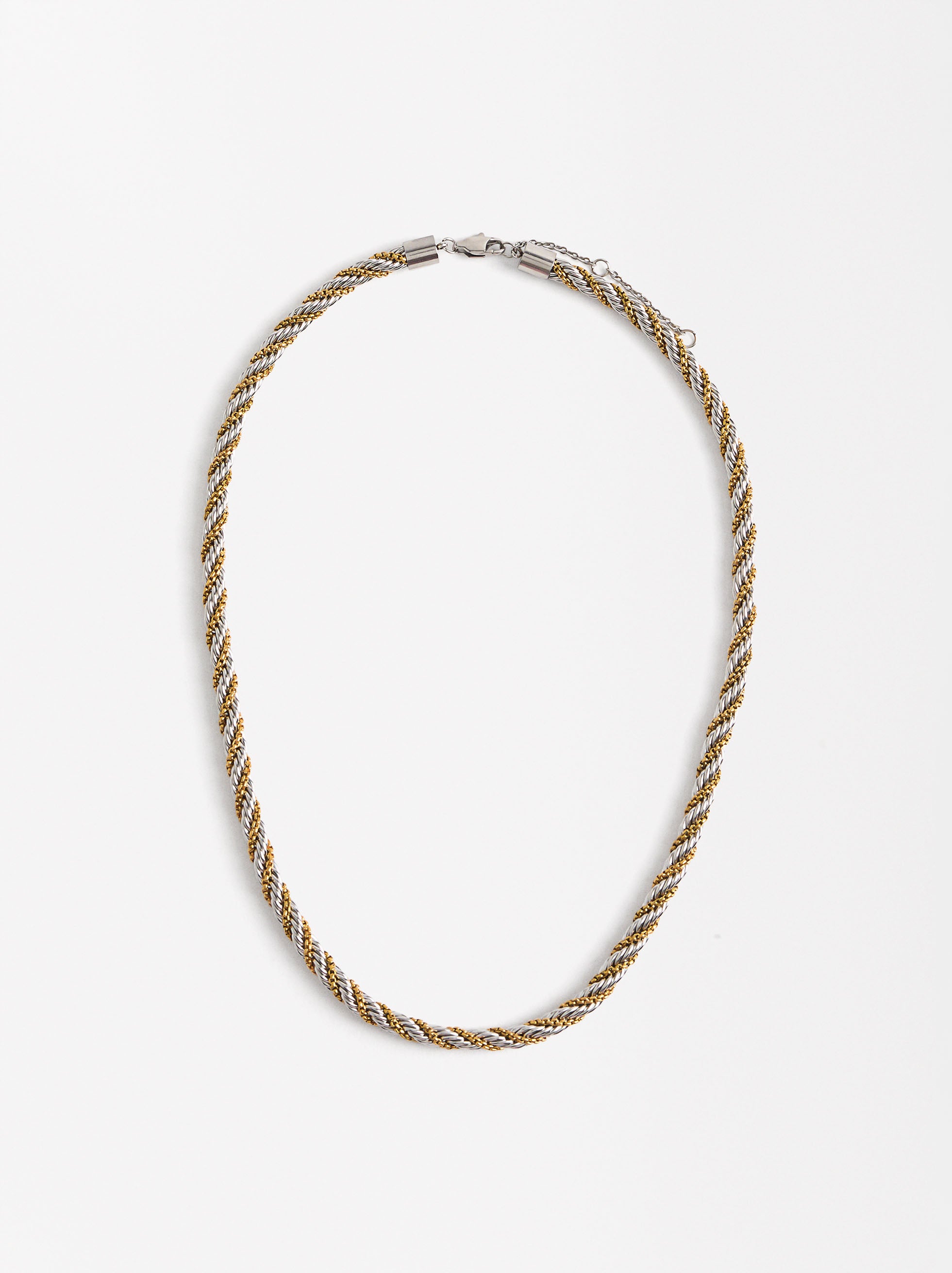 Collar Trenzado Bicolor - Acero Inoxidable