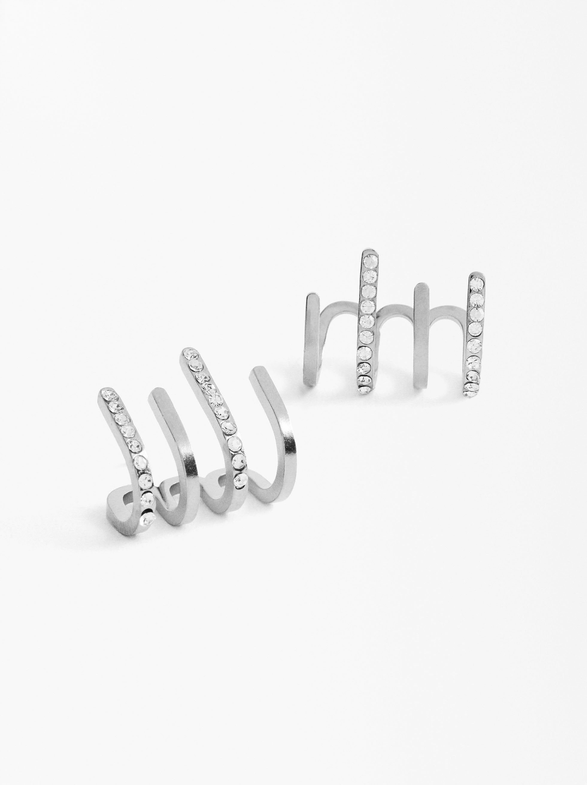 Aretes Con Cristales - Acero Inoxidable