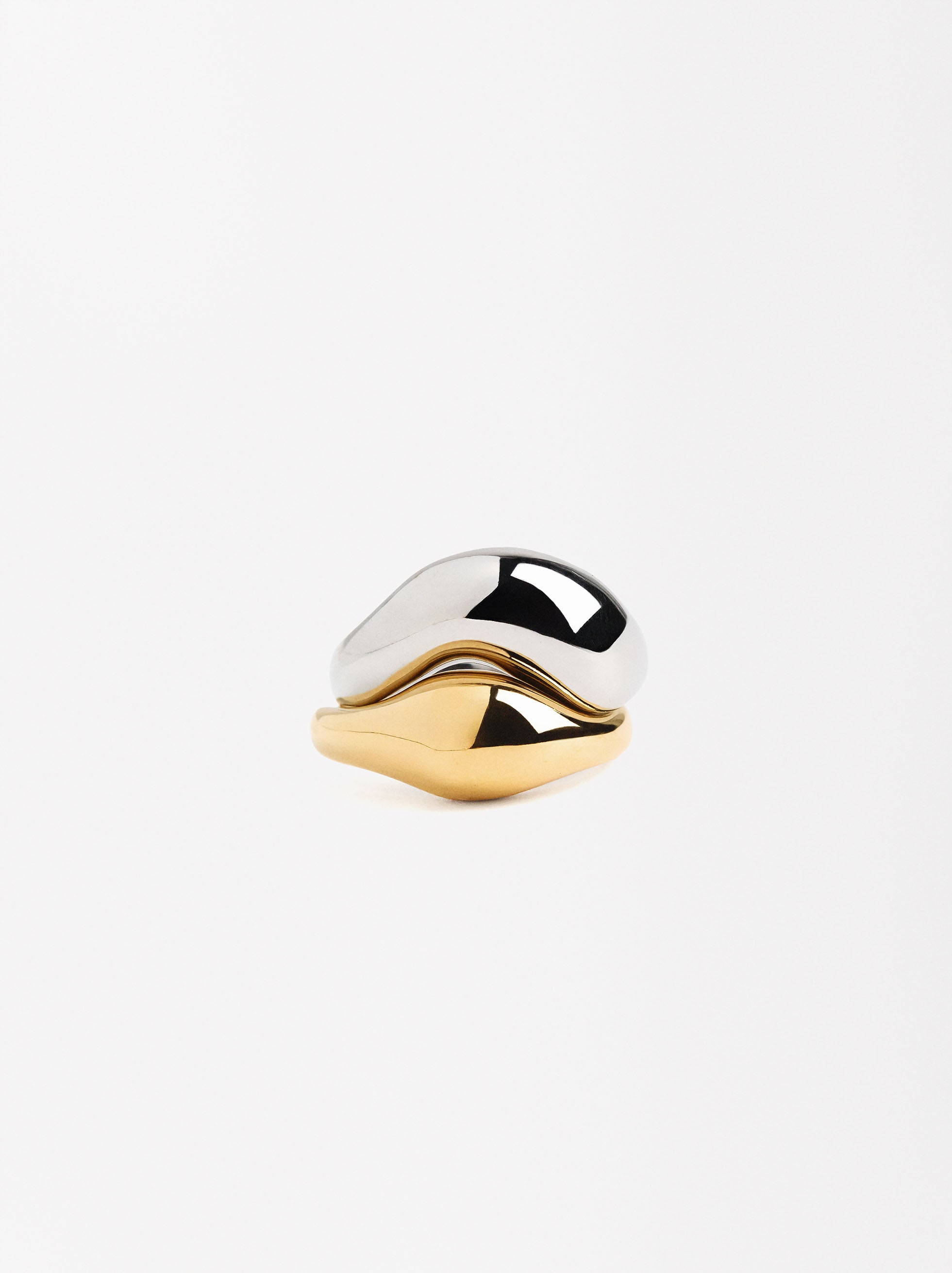 Set De Anillos Onda - Acero Inoxidable