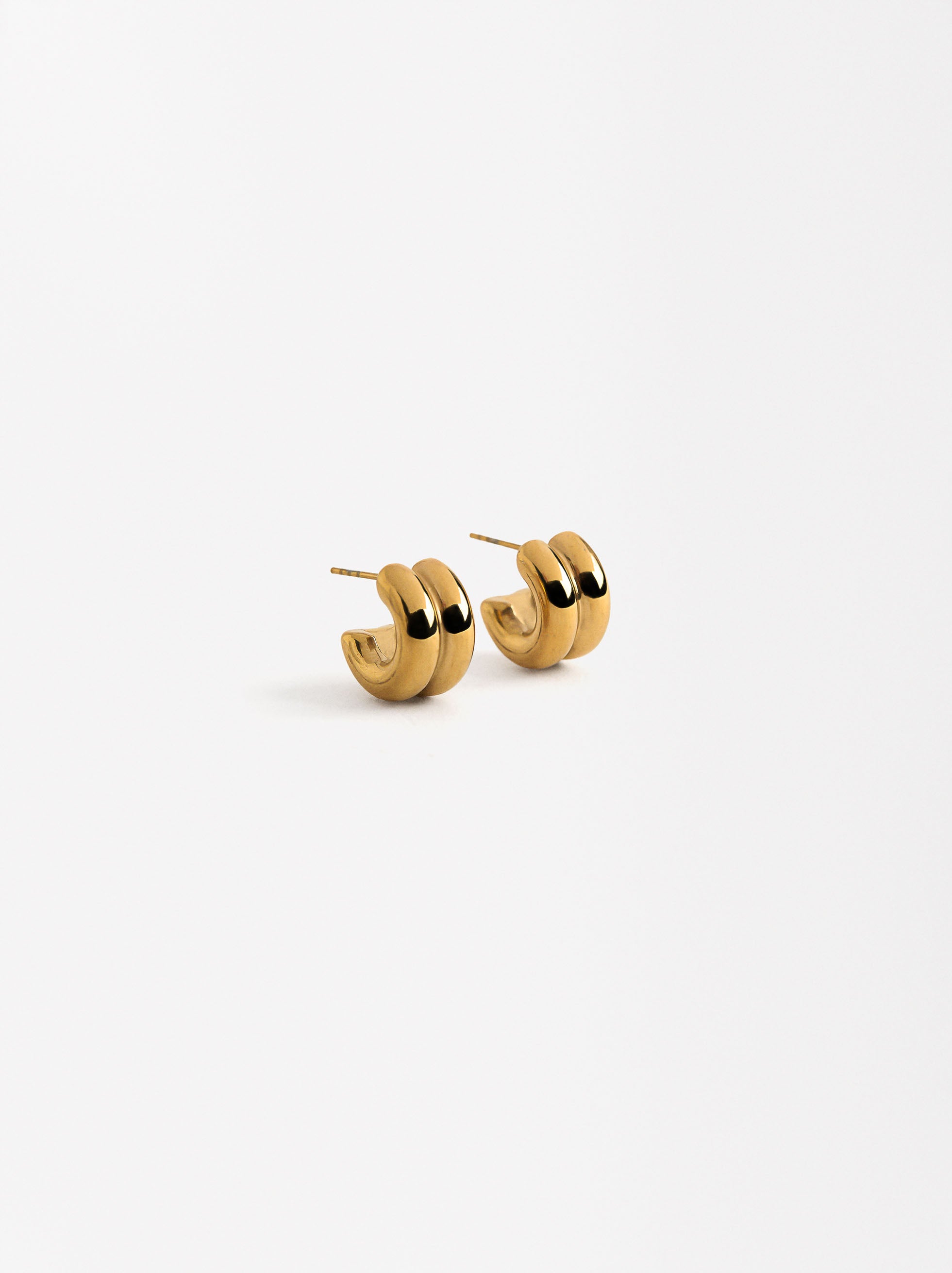 Aretes Efecto Doble Aro - Acero Inoxidable
