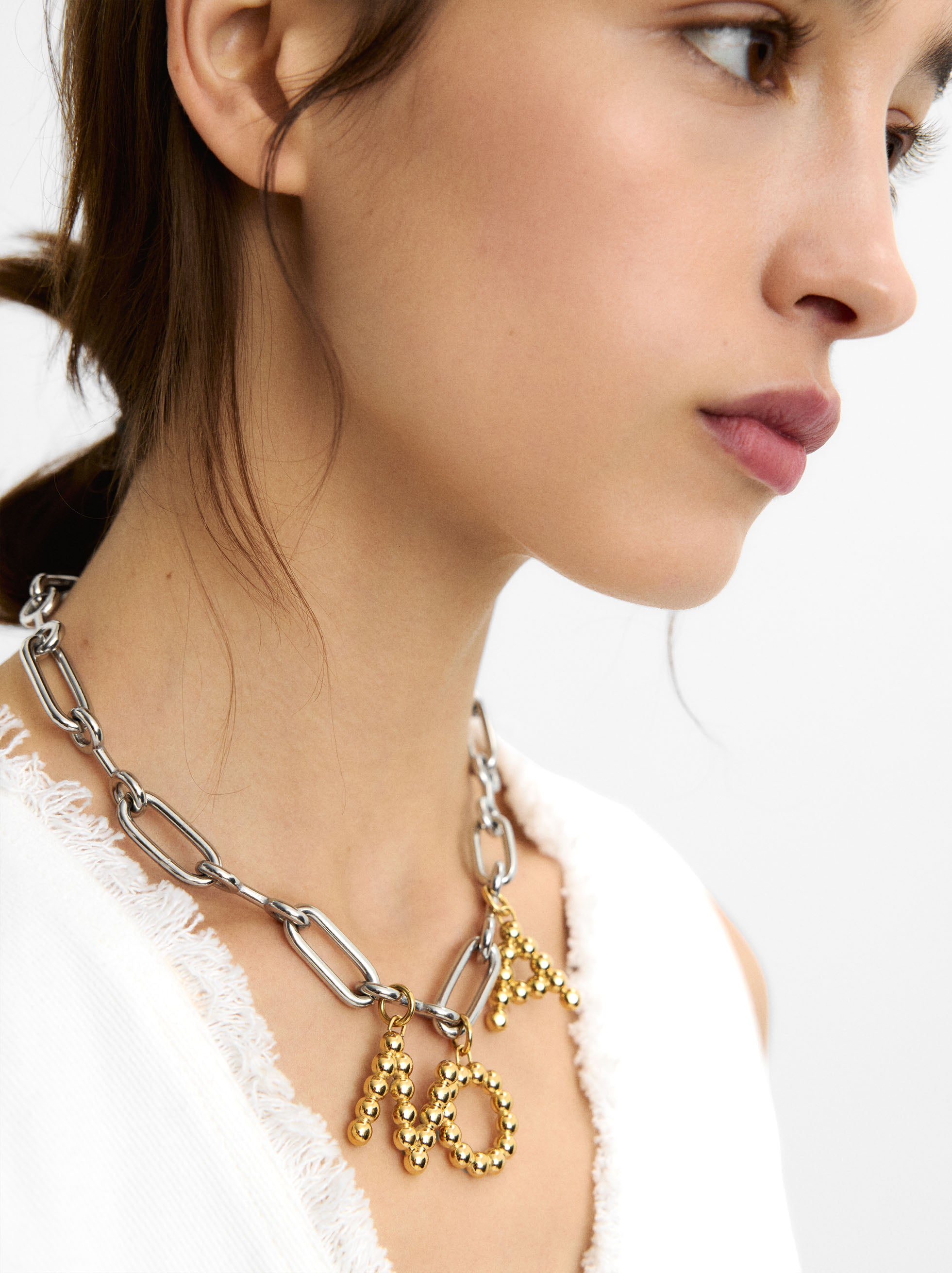 Collar Corto De Eslabones - Acero Inoxidable