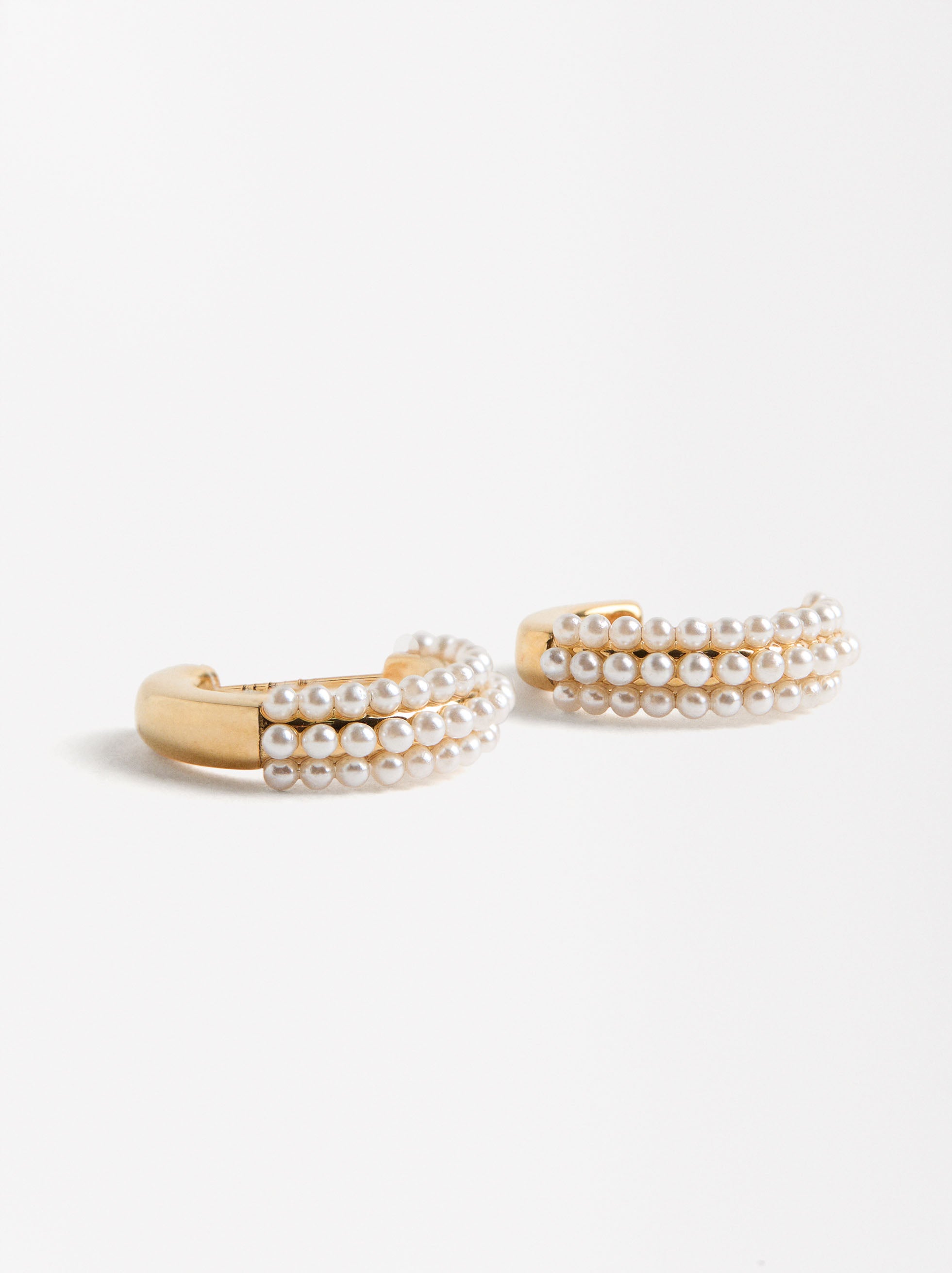 Aretes Con Perlas De Agua Dulce - Acero Inoxidable