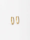 Aretes Medianos Con Cristales - Acero Inoxidable