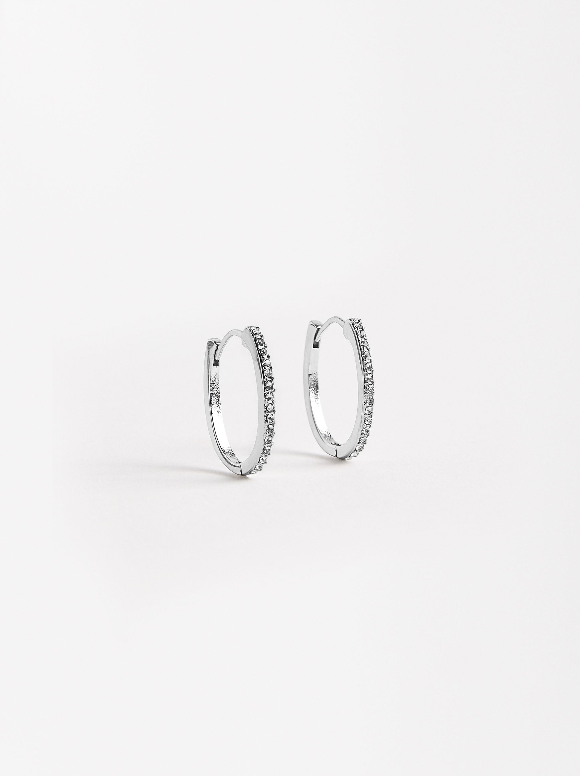 Aretes Medianos Con Cristales - Acero Inoxidable